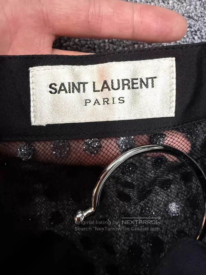 Saint Laurent Paris Saint Laurent Paris Shiny Sequin Polka Dot Mesh Cut-Out Sh Size XS / US 0-2 / IT 36-38 - 3 Thumbnail