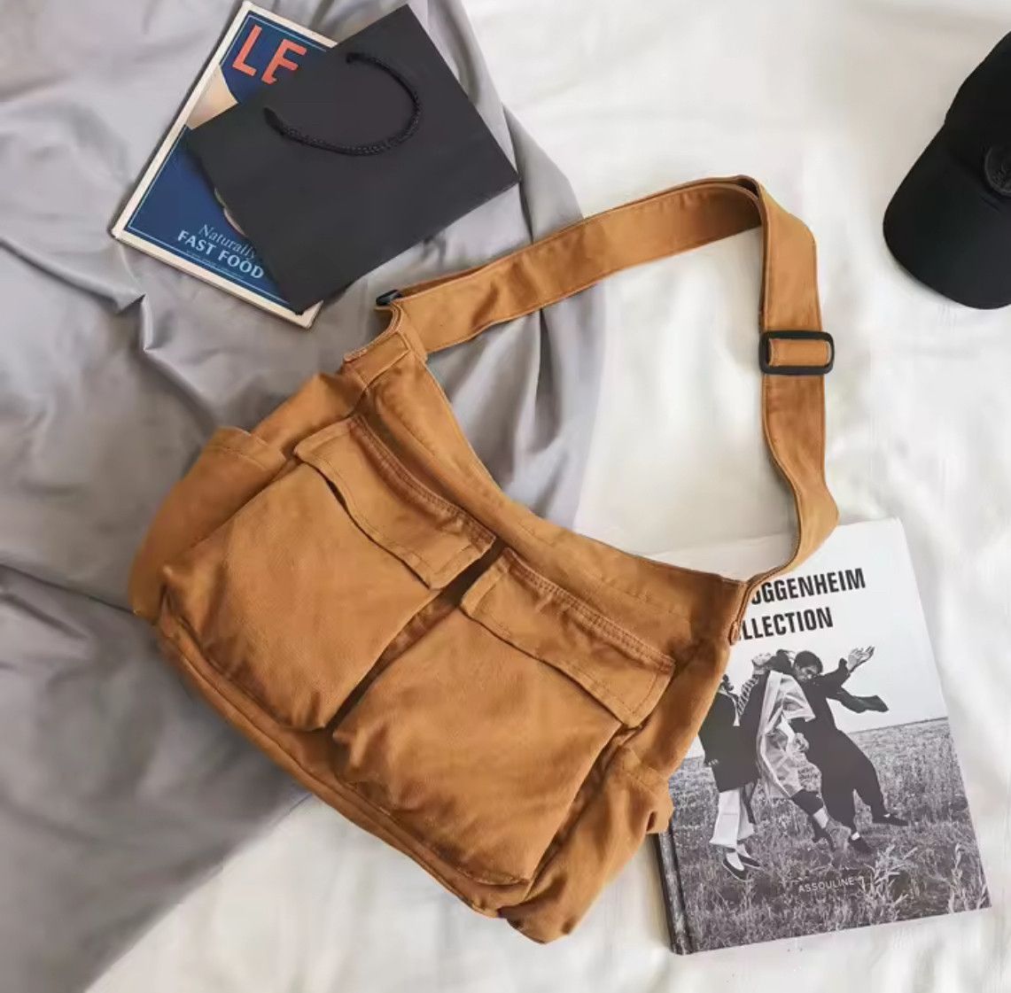 Other Workwear School Canvas Shoulder Bag Large Messenger Bag Size ONE SIZE - 1 Thumbnail