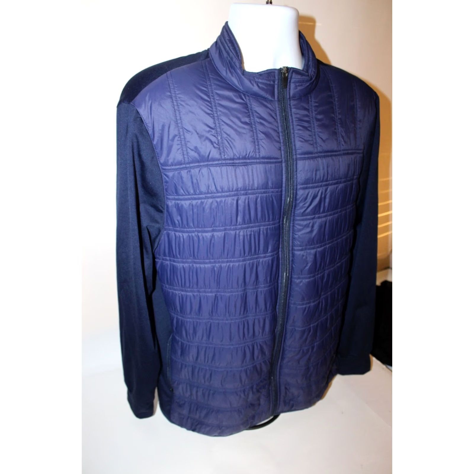 Vintage Straight Down Golf Jacket - Blue Puffer Full Zip Nylon Softshell Men XL VINTAGE? Size US XL / EU 56 / 4 - 6 Thumbnail