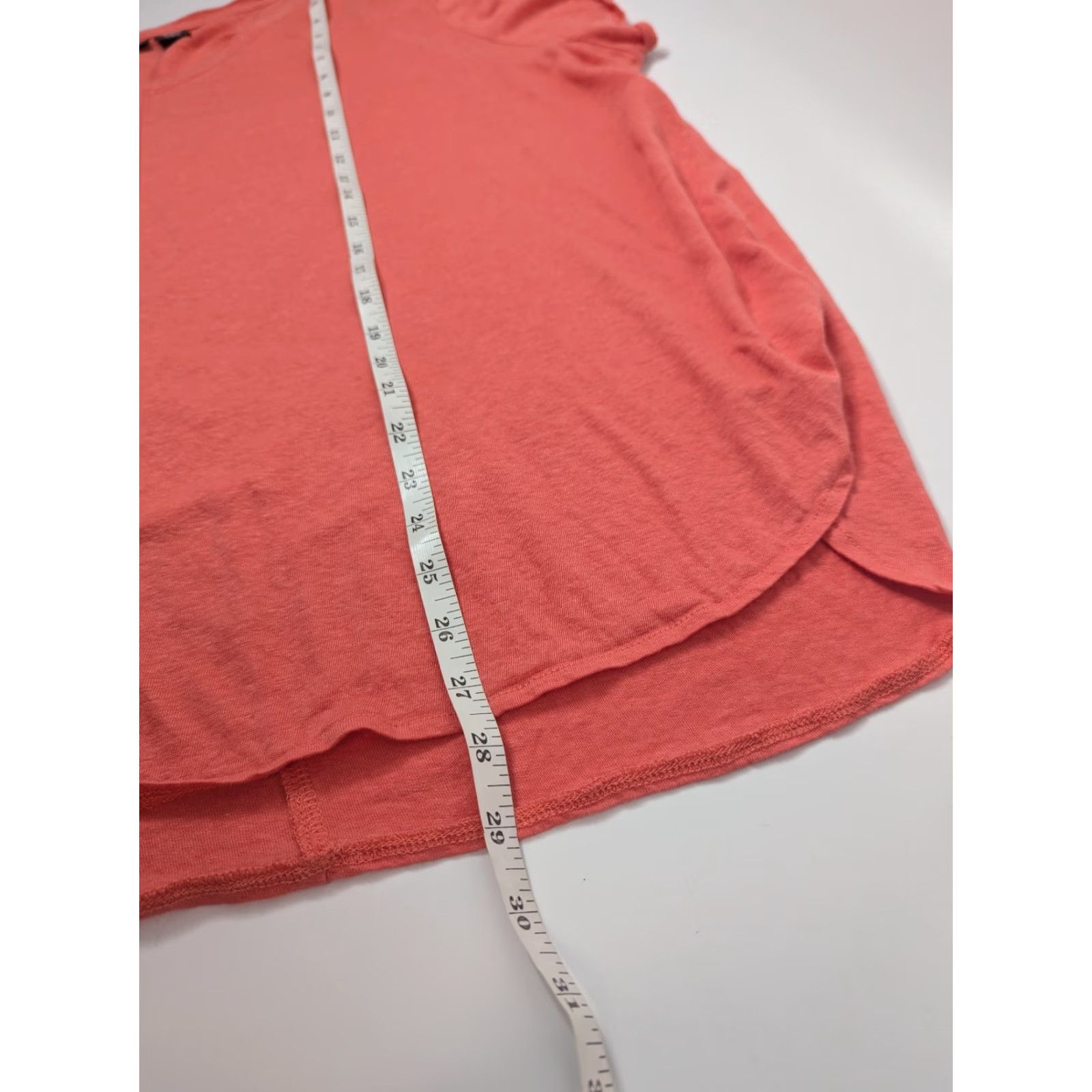 Vintage Tahari Shirt Women 3X V-Neck Short Sleeve Linen Lyocell Blend Seamed Orange Pink 90s? Size XXL / US 16-18 / IT 52-54 - 3 Thumbnail