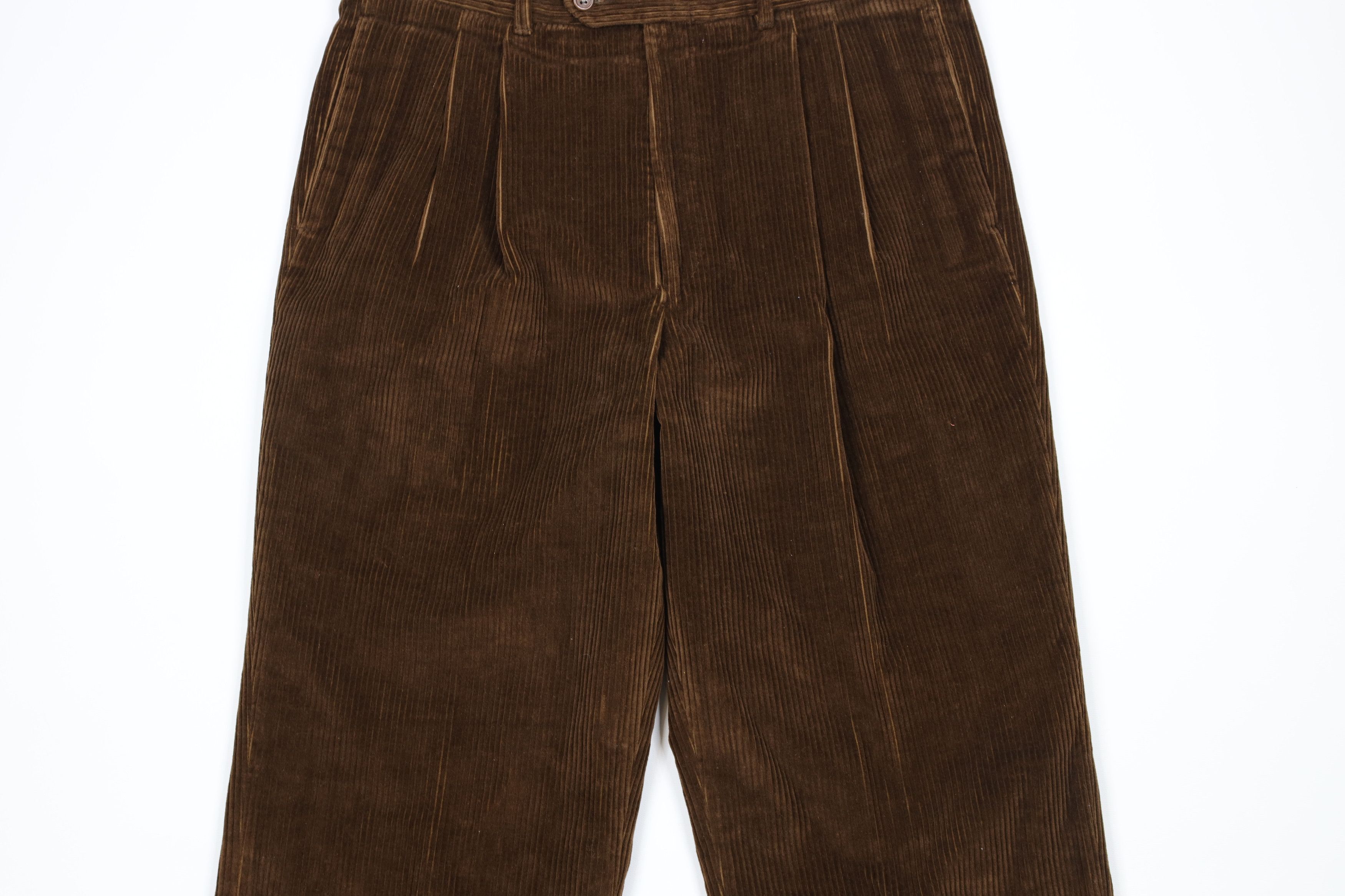 Nautica × Vintage Vintage 90s Nautica Pleated Wide Leg Cuffed Corduroy Pants Size US 34 / EU 50 - 3 Thumbnail