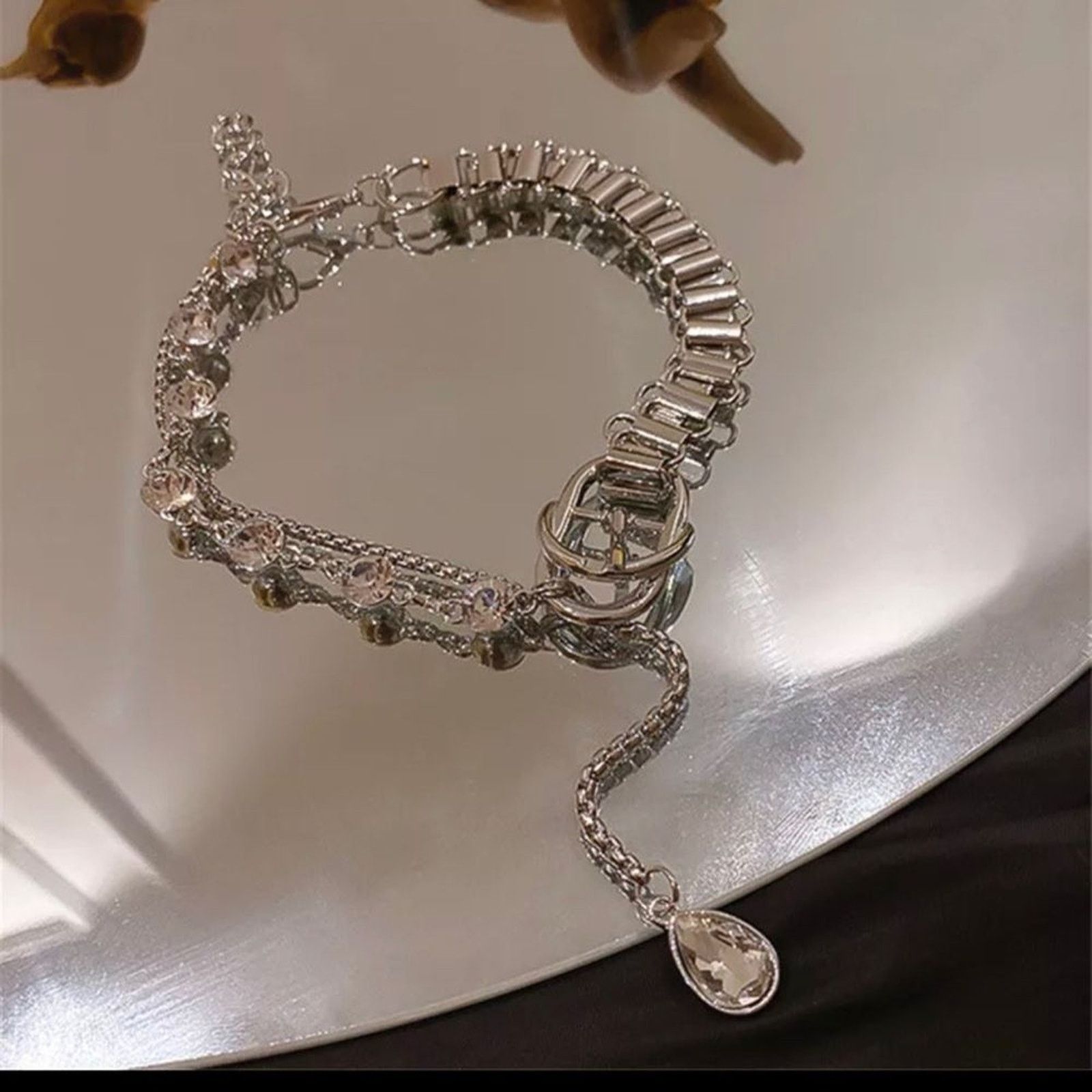 Other Crystal Chocker Necklace Silver Statement Necklace Size ONE SIZE - 2 Thumbnail