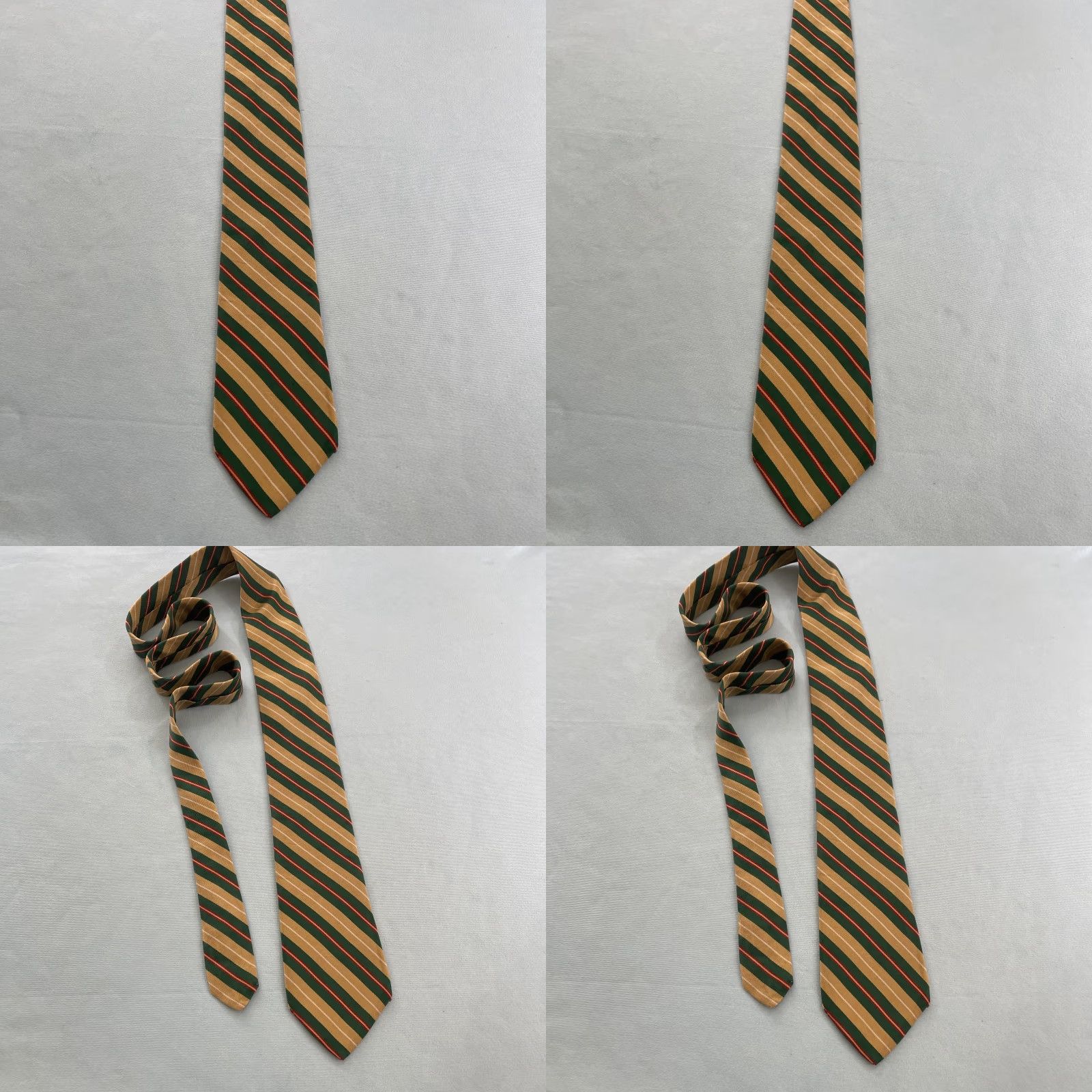 Vintage VINTAGE English Silk Repp Tie Green Tan Red Stripe 3 Thread 56" Capsule Necktie, Carriage Grade ltd. (Men) Size ONE SIZE - 9 Thumbnail