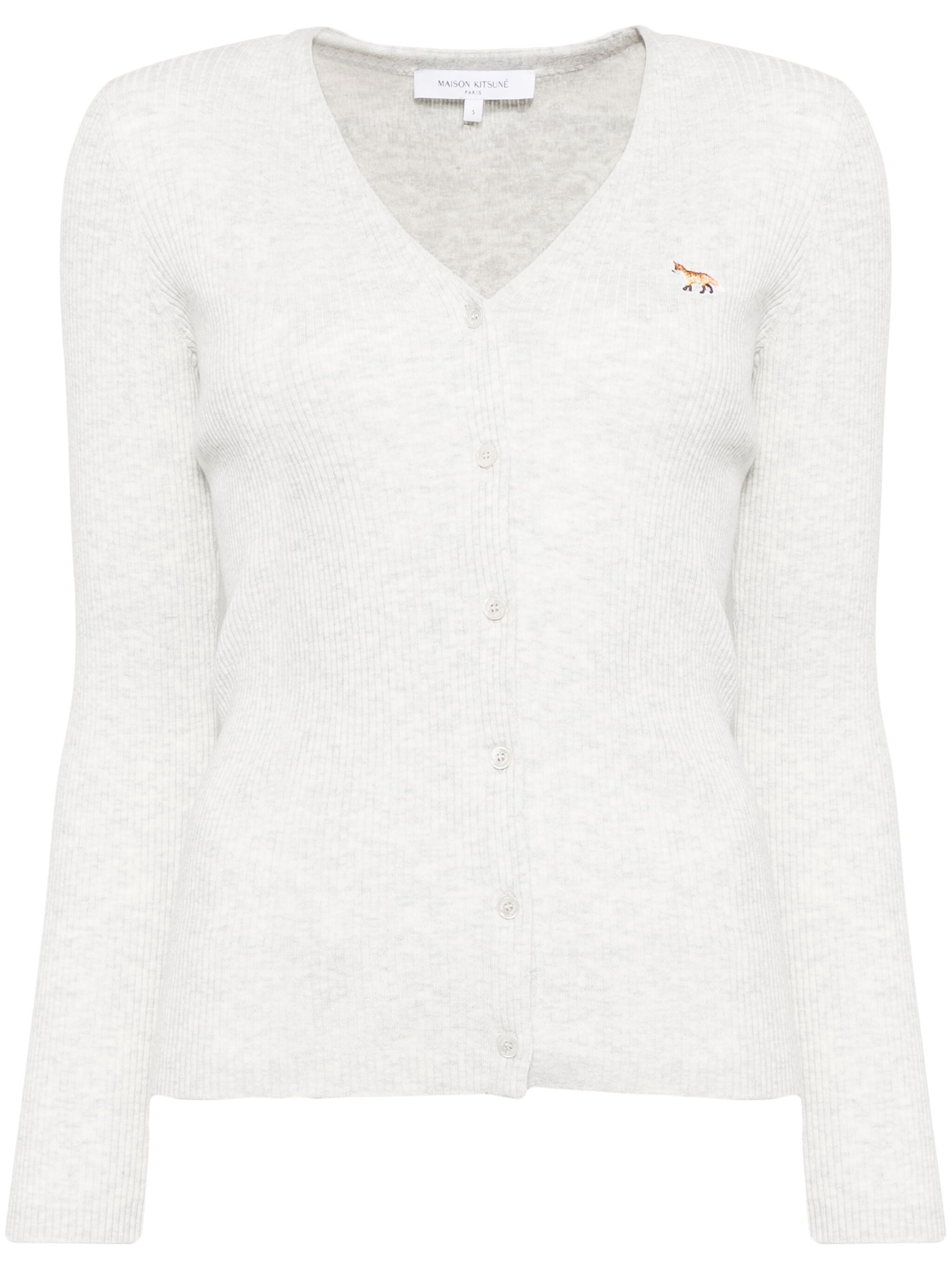 Maison Kitsune o1s22i1n1124 Slim Fit Baby Fox Cardigan in Light Grey Size L / US 10 / IT 46 - 1 Thumbnail