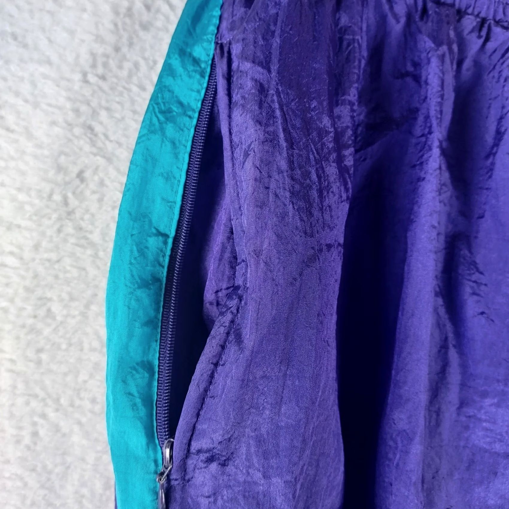 Altea Vintage 90s Track Pants Purple Teal Nylon Windbreaker Retro Joggers Size US 28 / EU 44 - 4 Thumbnail