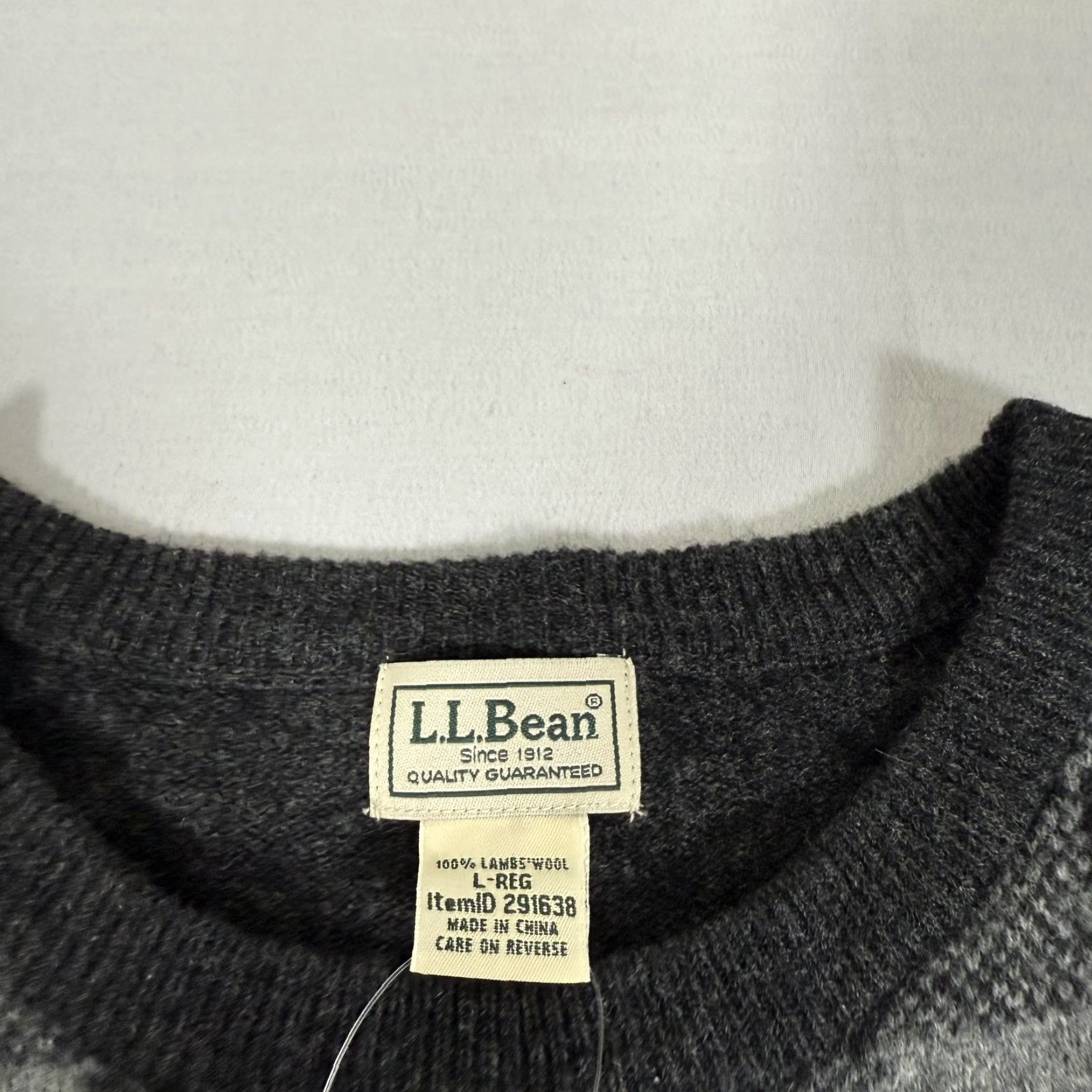Vintage L.L.Bean Mens Large Gray Lambswool Buffalo Check Crewneck Pullover Sweater Size US L / EU 52-54 / 3 - 5 Thumbnail