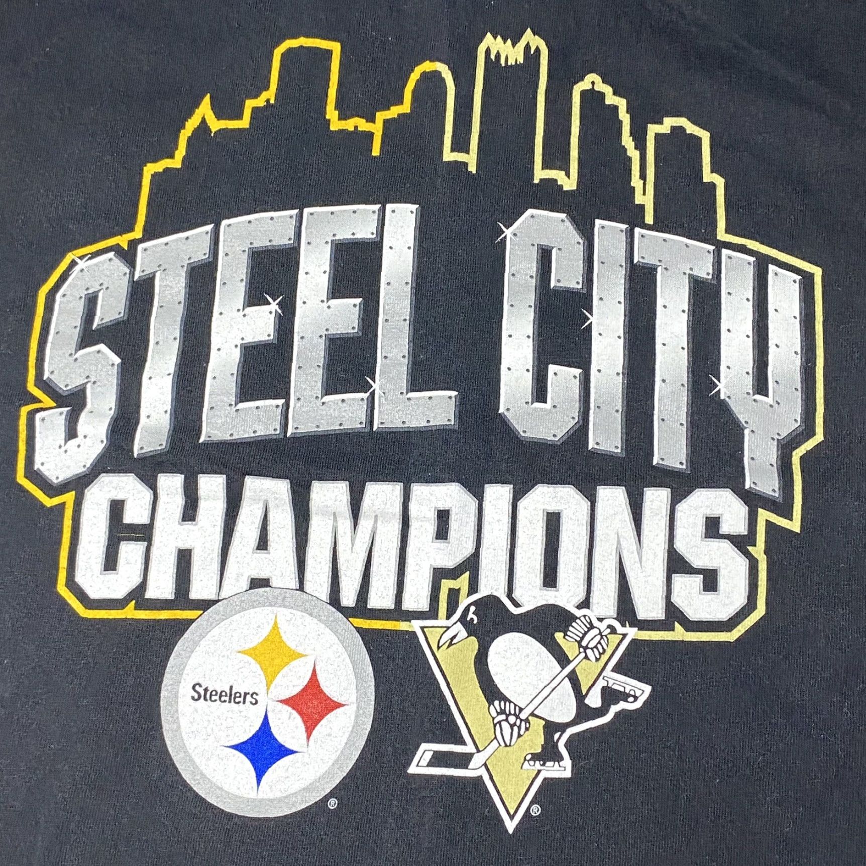 Reebok VINTAGE Reebok Pittsburgh Steelers T Shirt L Black Short Sleeve Crew Neck Double Sided Sports Penguins Mens/Womens Size US L / EU 52-54 / 3 - 6 Thumbnail