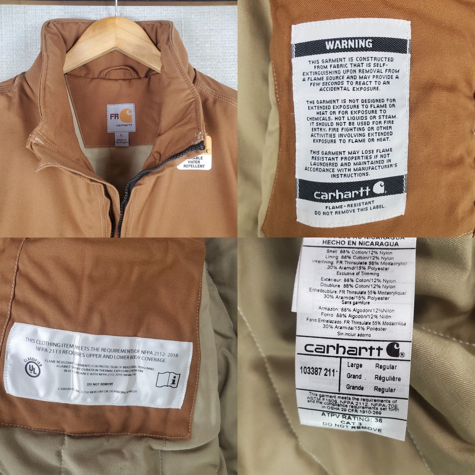 Carhartt Carhartt Vest Mens FR Flame Resistant Full Zip Quick Duck Canvas Rain Defender Insulated 3M Thinsulate L Beige Sandstone Khaki Size L Size US L / EU 52-54 / 3 - 11 Thumbnail