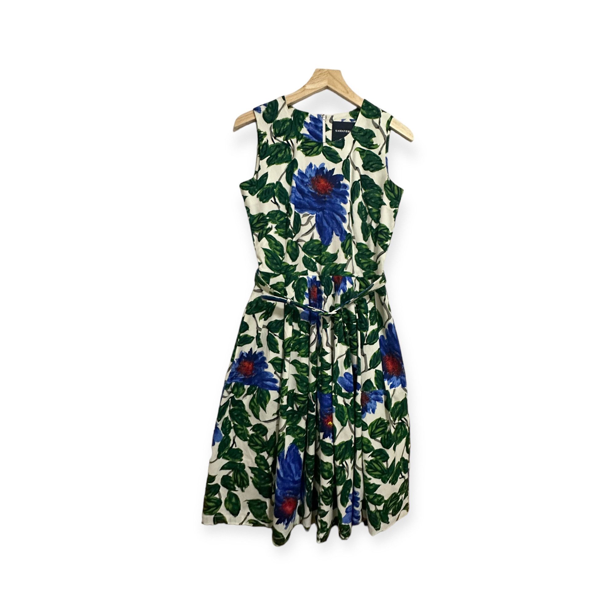 Samantha Sung Samantha Sung Rachel A-Line Dress, Blue, Green floral print, Size S / US 4 / IT 40 - 15 Thumbnail