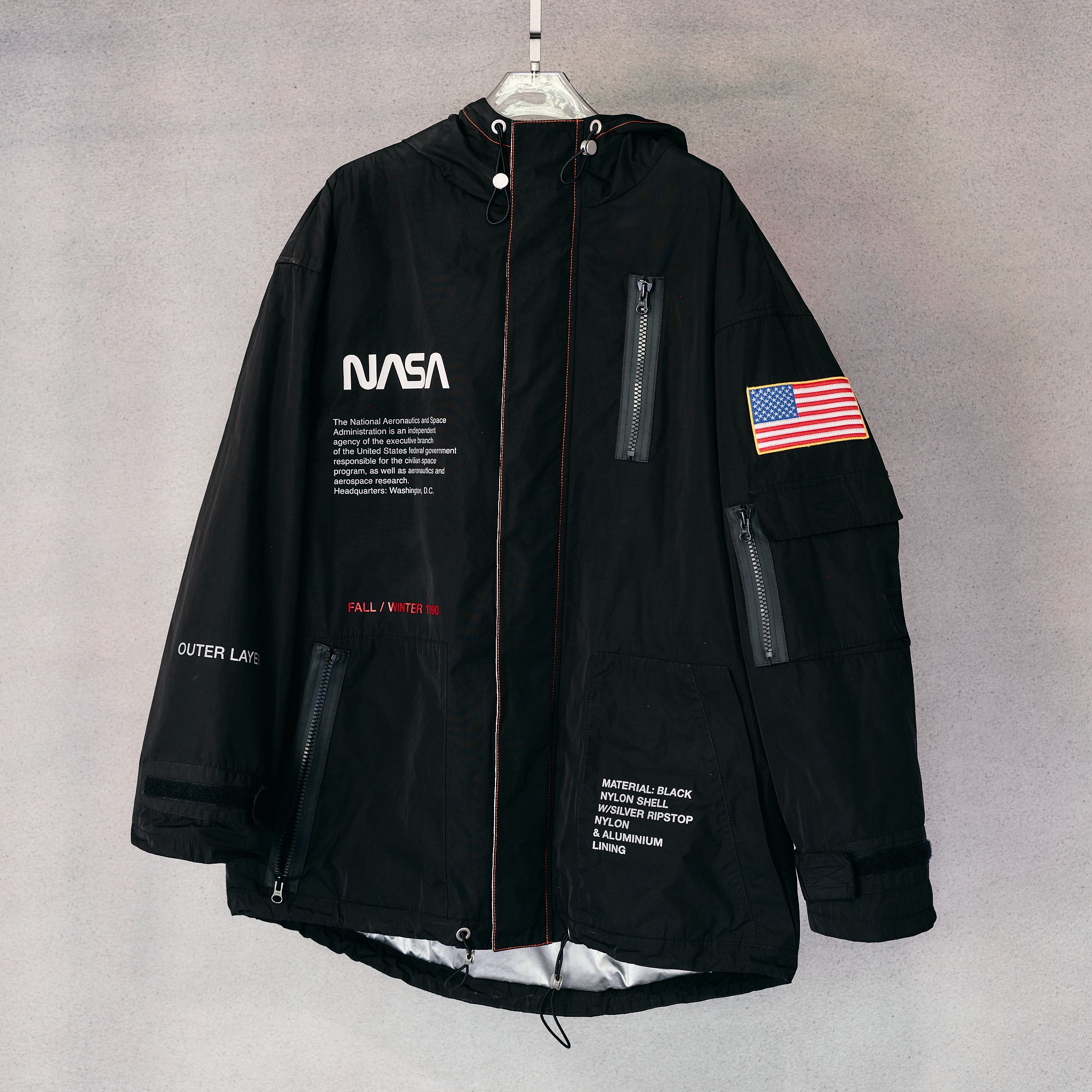 Heron Preston Nasa Heron Preston NASA Jacket High Tech Parka Black FW2018 Grailed