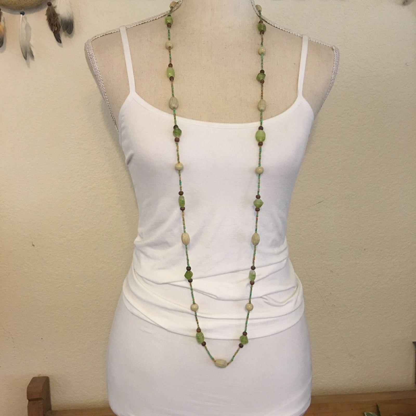 Handmade Natural forest earth tone glass bead necklace Size ONE SIZE - 1 Thumbnail