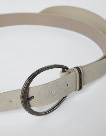 Brunello Cucinelli o1la1rc1a0325 Size: OS/Suede Leather Belt in Light Beige Size ONE SIZE - 2 Thumbnail