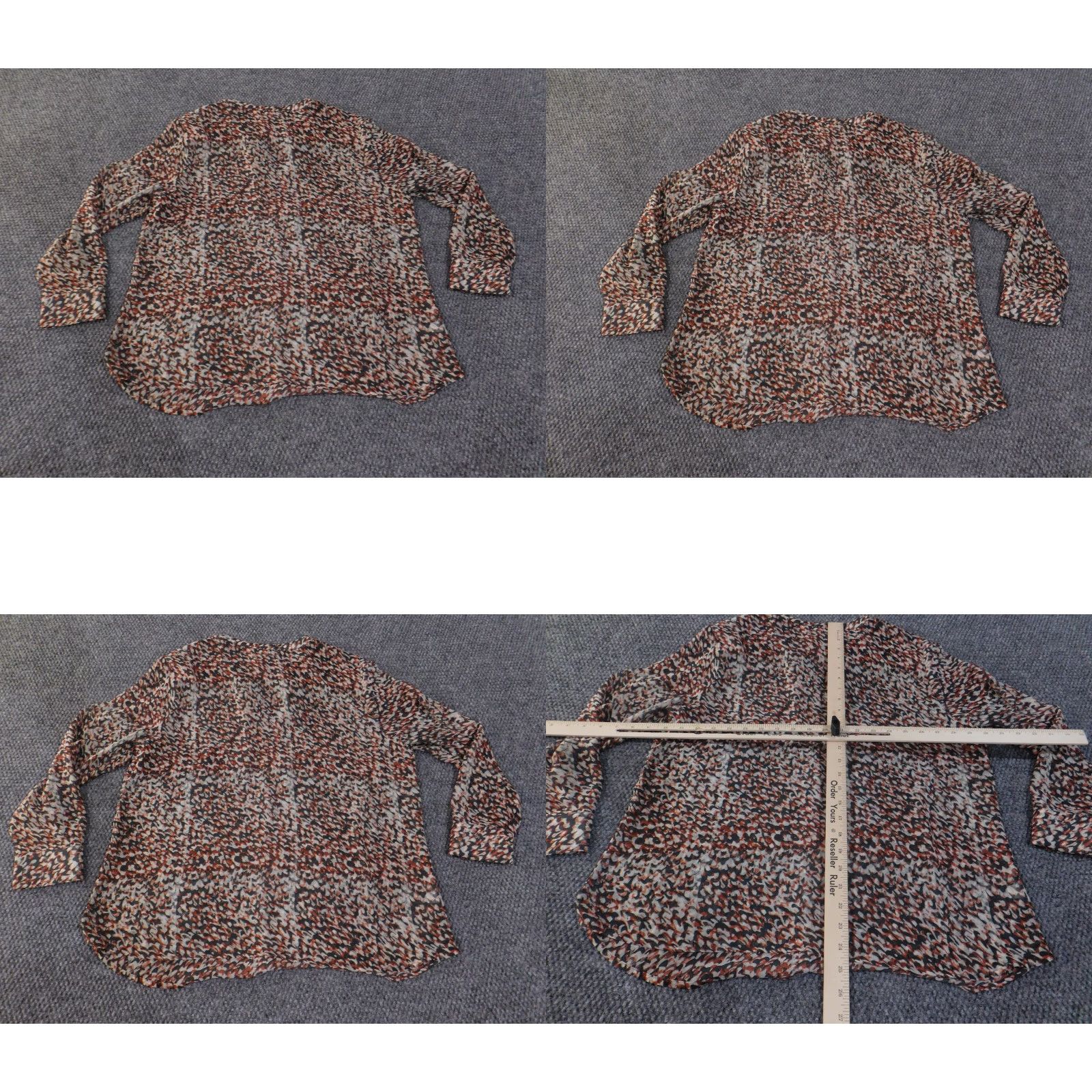 Ann Taylor Ann Taylor Loft Blouse Shirt Womens Petite Large Multicolor V-Neck Lightweight Geometric Pattern Long Sleeve Pullover Casual Button Polyester Rayon Size L / US 10 / IT 46 - 8 Thumbnail