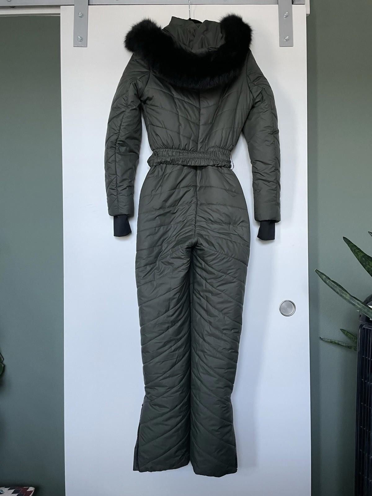 Domenico Spano Domenica Women Ski Snowboard Suit Green Olive Hood M Size S / US 4 / IT 40 - 2 Thumbnail