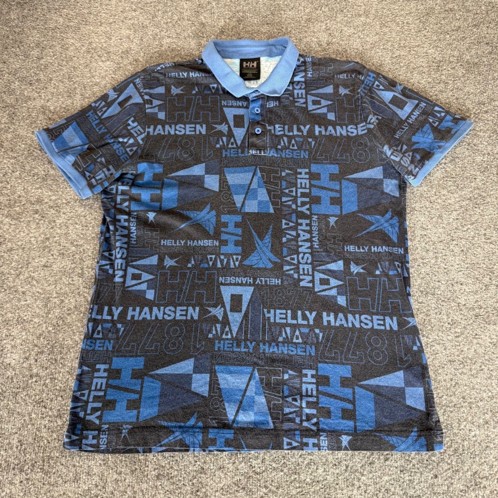 Helly Hansen Helly Hansen Polo Shirt Mens Large Blue AOP Short Sleeve Size US L / EU 52-54 / 3 - 1 Thumbnail