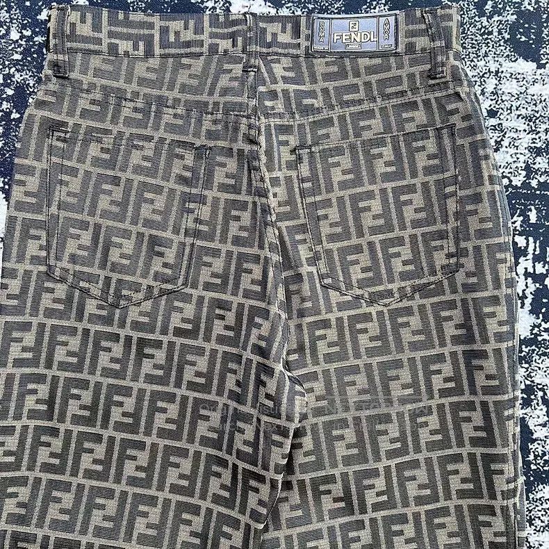 Fendi Fendi Brown FF Monogram Logo Pocket Straight Leg Jeans Size US 31 - 5 Thumbnail