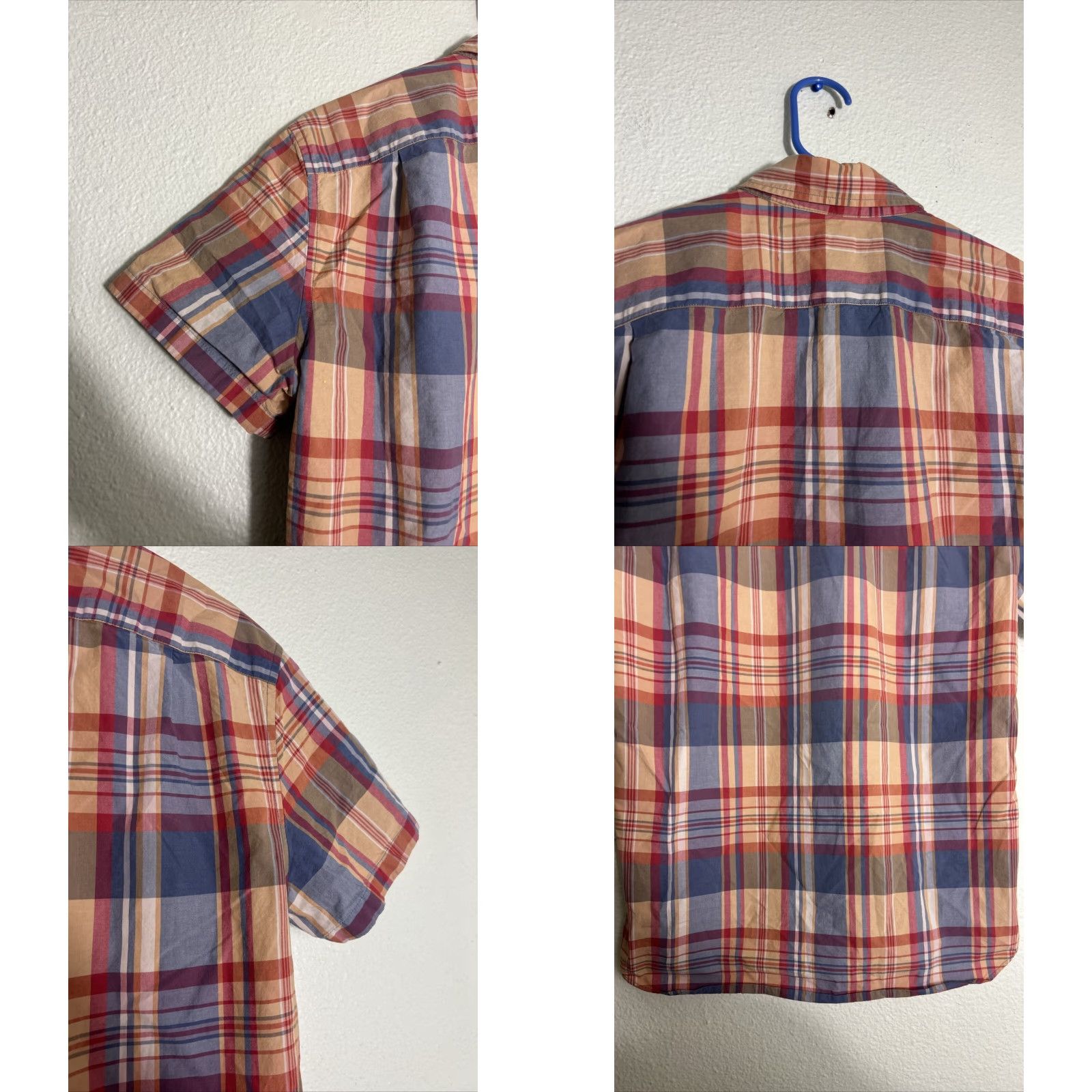 J.Crew J. Crew Mens Medium Slim Fit Short Sleeve Button-Down Plaid Shirt Red Orange Size US M / EU 48-50 / 2 - 9 Thumbnail