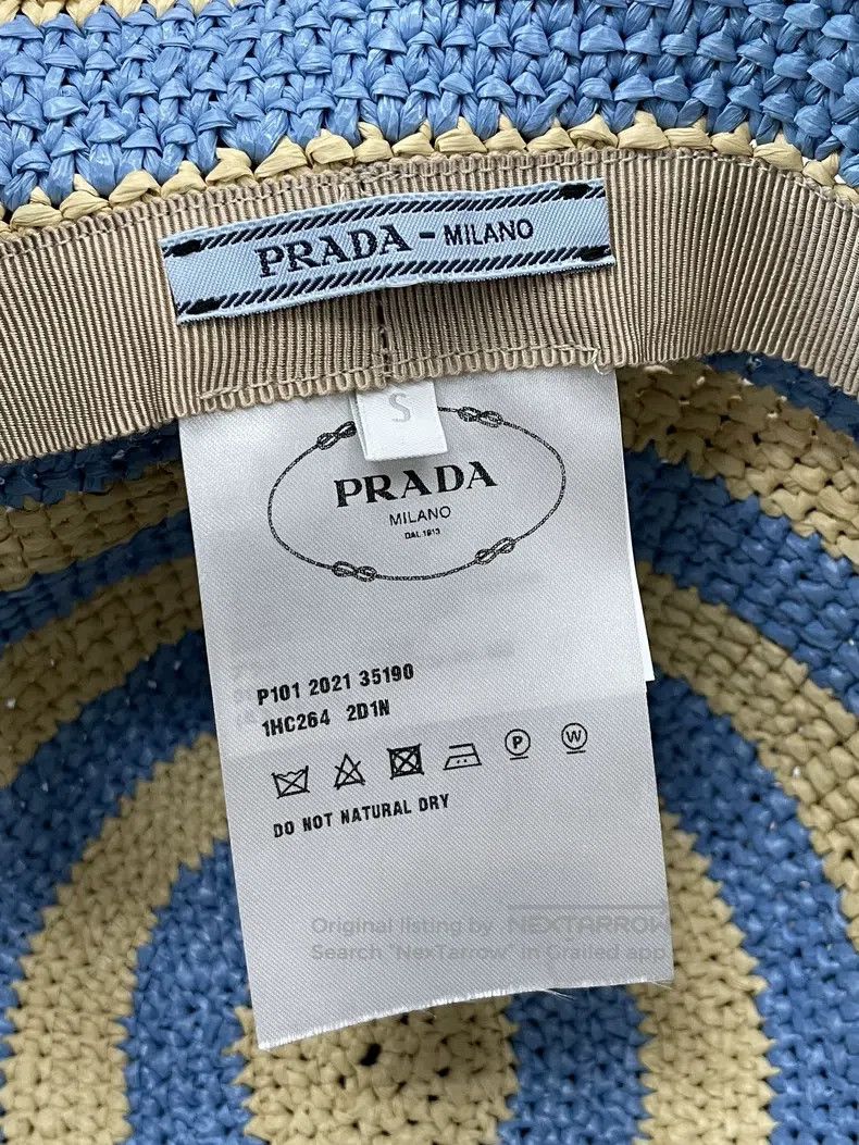 Prada Prada Size S Blue striped straw-knitted fisherman's hat Size ONE SIZE - 5 Thumbnail