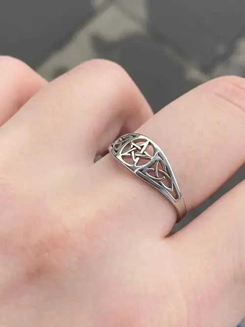 Handmade × Jewelry × Ring Of Fire Demon Pentagram Star Ring Satan Devil Goth Jewelry Chrome Size ONE SIZE - 3 Thumbnail