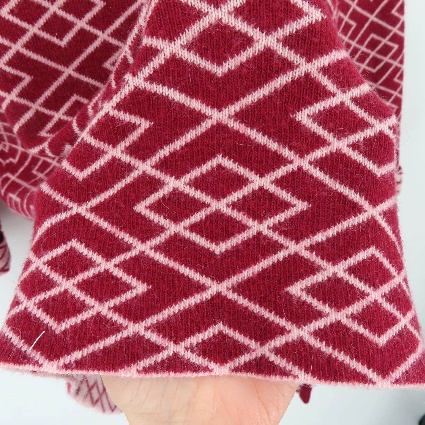 Anthropologie Moth Womens Medium Red Geometric Knit Pullover Sweater Long Sleeve Cowl Neck Shirt Top Size M / US 6-8 / IT 42-44 - 4 Thumbnail