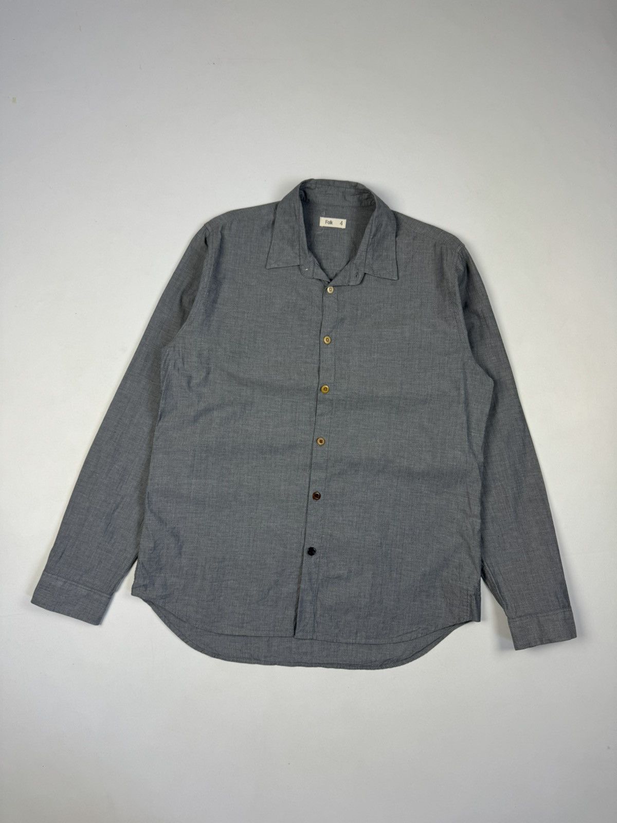 Folk FOLK Grey Cotton Button Down Long Sleeve Shirt Size US L / EU 52-54 / 3 - 2 Thumbnail
