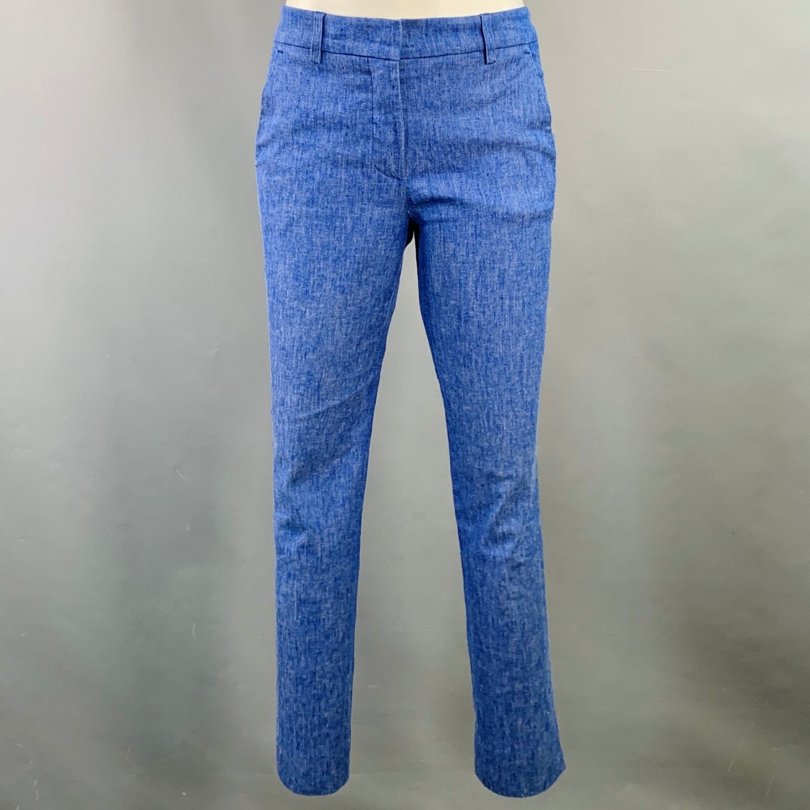 Derek Lam 10 Crosby DEREK LAM Size 2 Blue Linen Cotton Blend Skinny Casual Pants Size 26" / US 2 / IT 38 - 1 Thumbnail