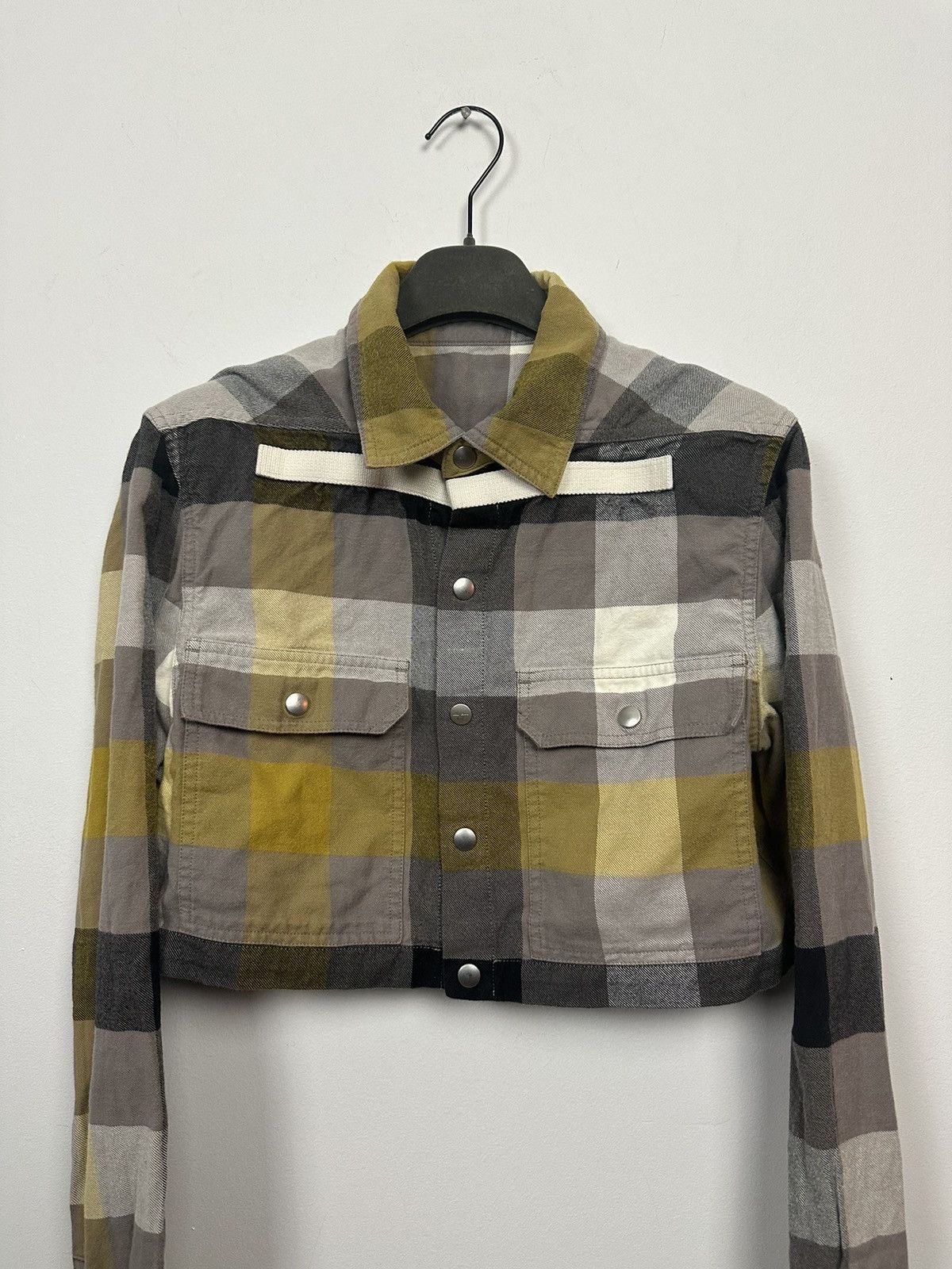 Rick Owens SS22 ‘FOGACHINE’ Dust Plaid Cropped Overshirt Size US XS / EU 42 / 0 - 3 Thumbnail