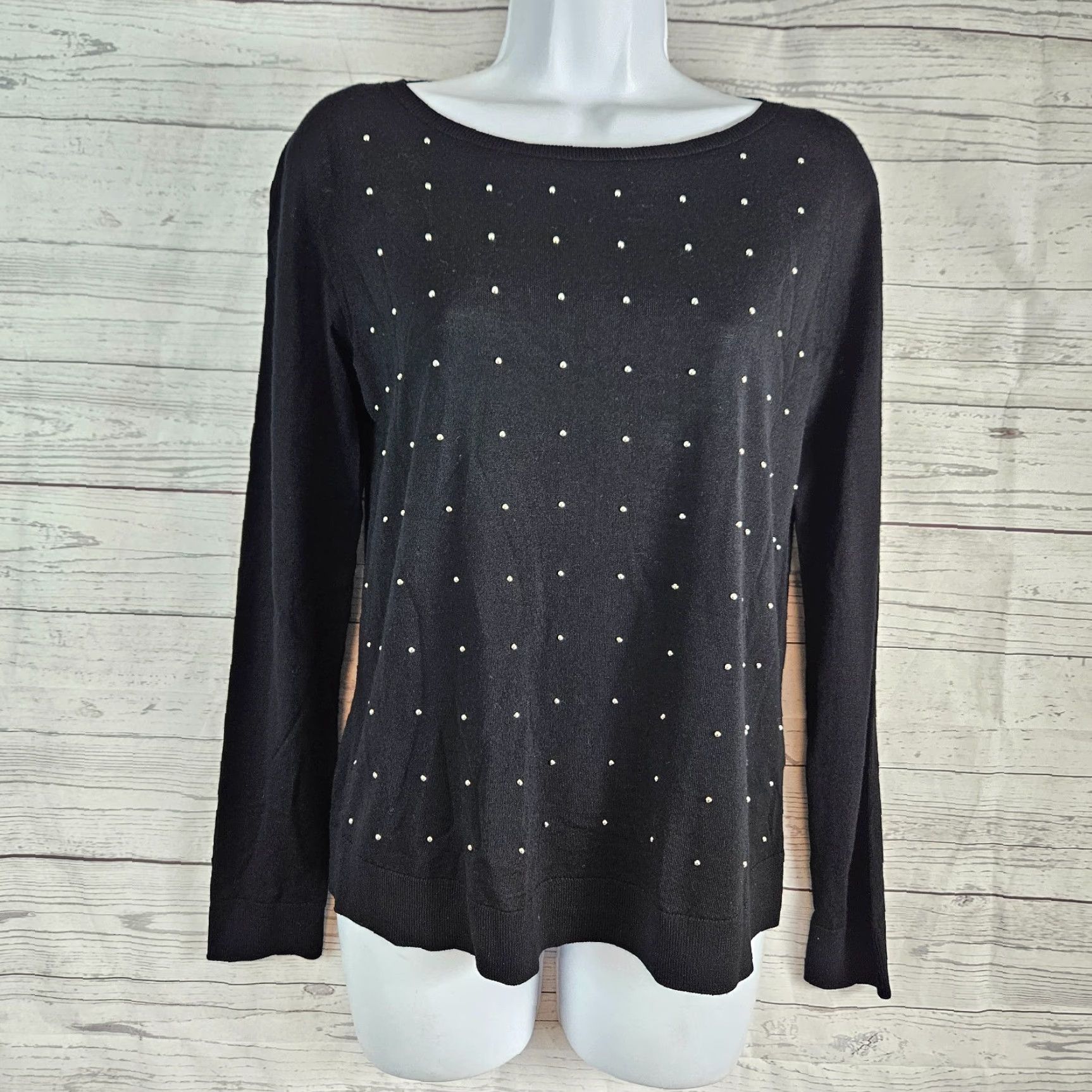 Vintage Akris Punto Sweater Womens Lightweight Wool Black Long Sleeve Sz 8 Pullover Knit Measures 18" Width 22" Length 25" Sleeves - Vintage No - Womens? Size M / US 6-8 / IT 42-44 - 2 Thumbnail