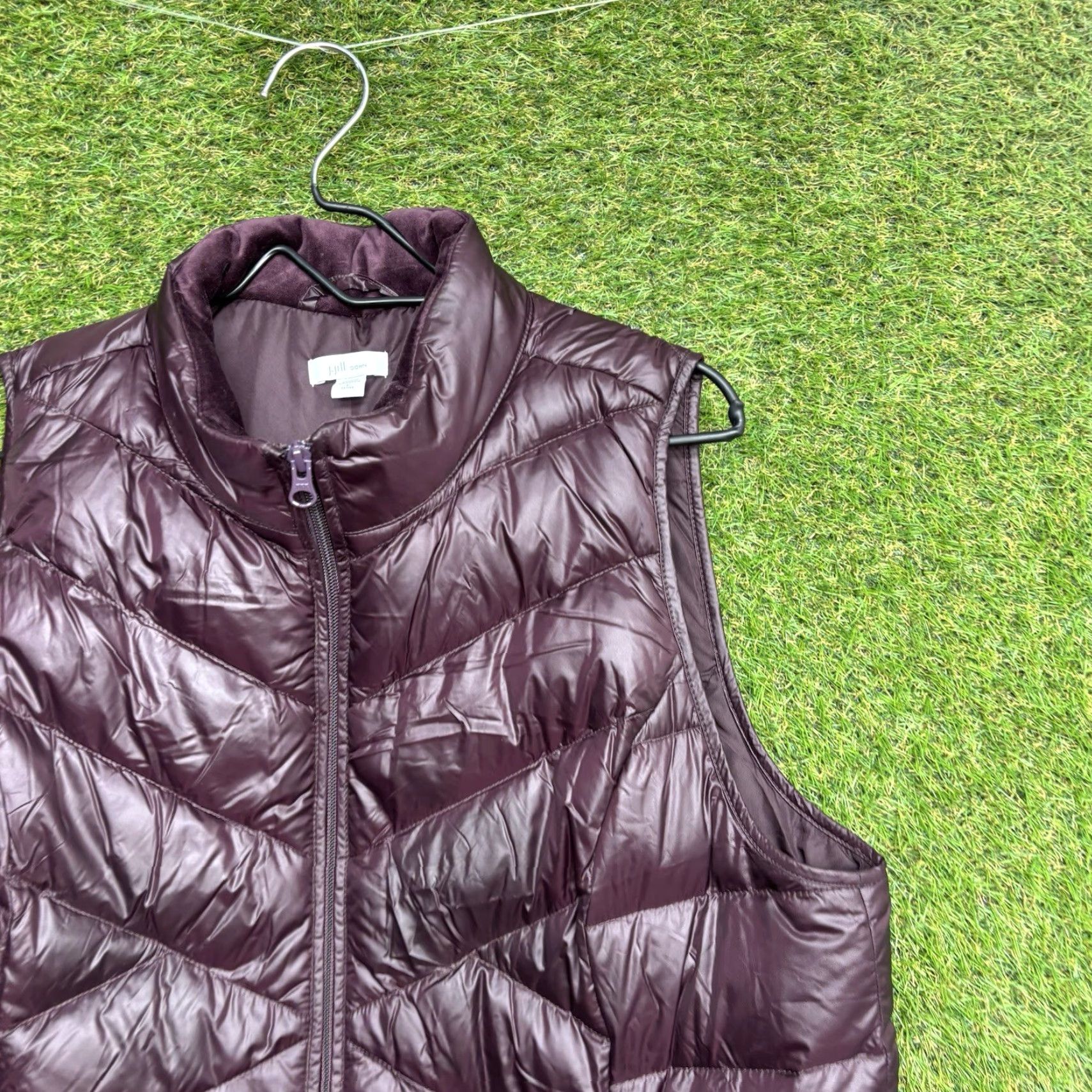 J. Jill J.Jill Down Puffer Vest Womens Large Petite Full Zip Hooded Quilted Purple Size L / US 10 / IT 46 - 2 Thumbnail