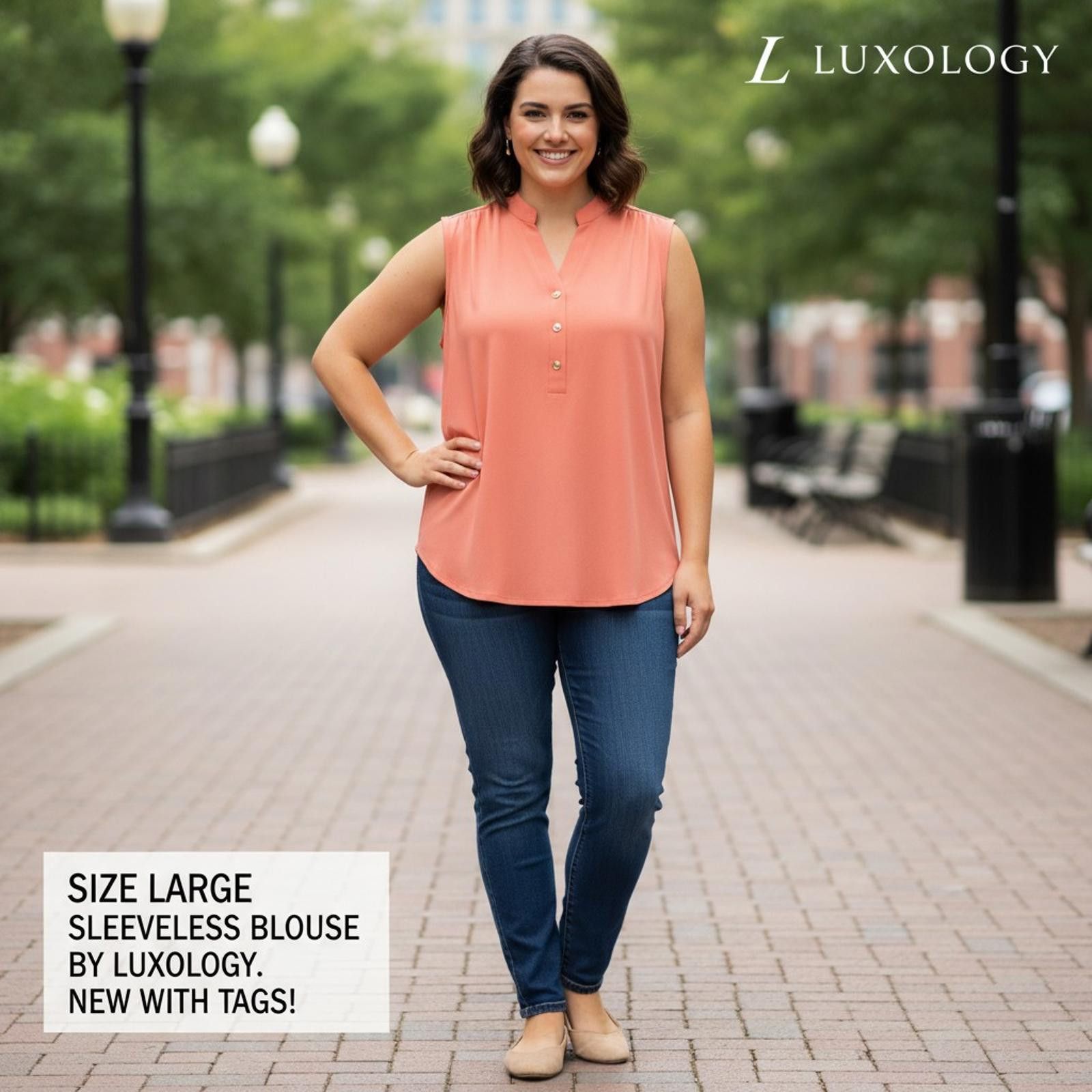 Other Luxology Sleeveless Blouse Size Large in Apricot - New With Size L / US 10 / IT 46 - 1 Thumbnail