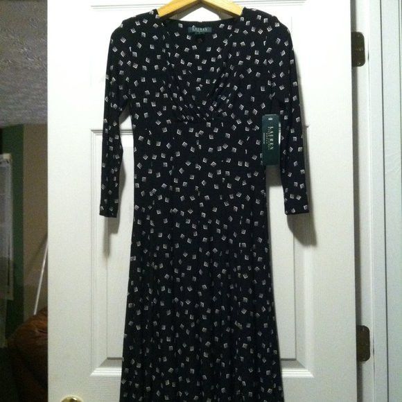 Ralph Lauren RALPH LAUREN WOMEN'S NEW BLACK 95%POLYESTER DRESS SIZE: 2 Size XS / US 0-2 / IT 36-38 - 1 Thumbnail