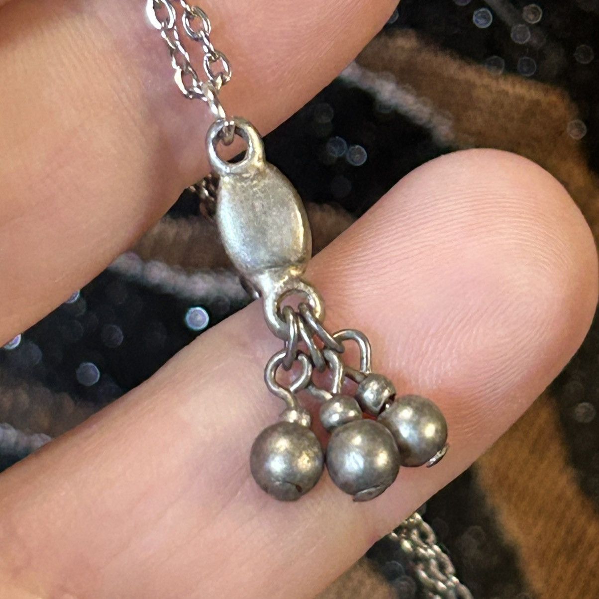 Handmade Handcrafted vintage silver dangle pendant on chain necklace Size ONE SIZE - 1 Thumbnail