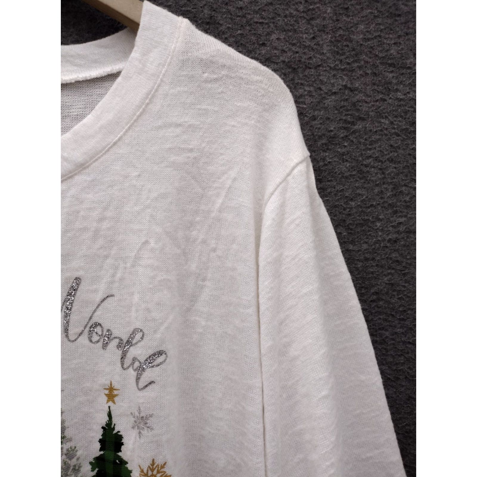 Vintage Tru Self Women’s 2X Joy To The World Christmas Theme Sweatshirt Crew Neck Long Sleeve White Graphic Print Christmas Trees Winter Fall 2XL Womens Size XXL / US 16-18 / IT 52-54 - 7 Thumbnail