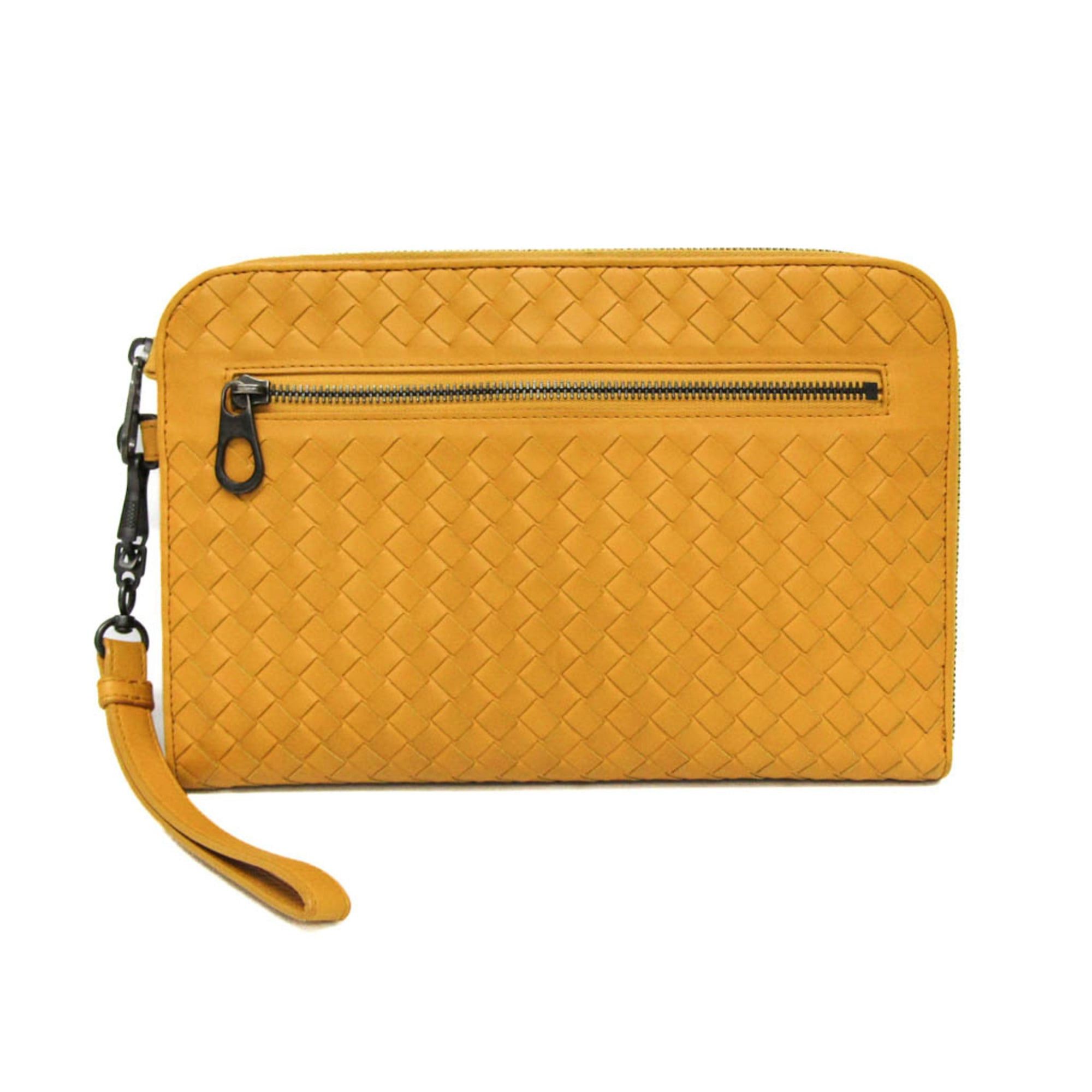 Bottega Veneta Bottega Veneta Intrecciato Women,Men Leather Clutch Bag,Pouch Yellow Size ONE SIZE - 1 Thumbnail
