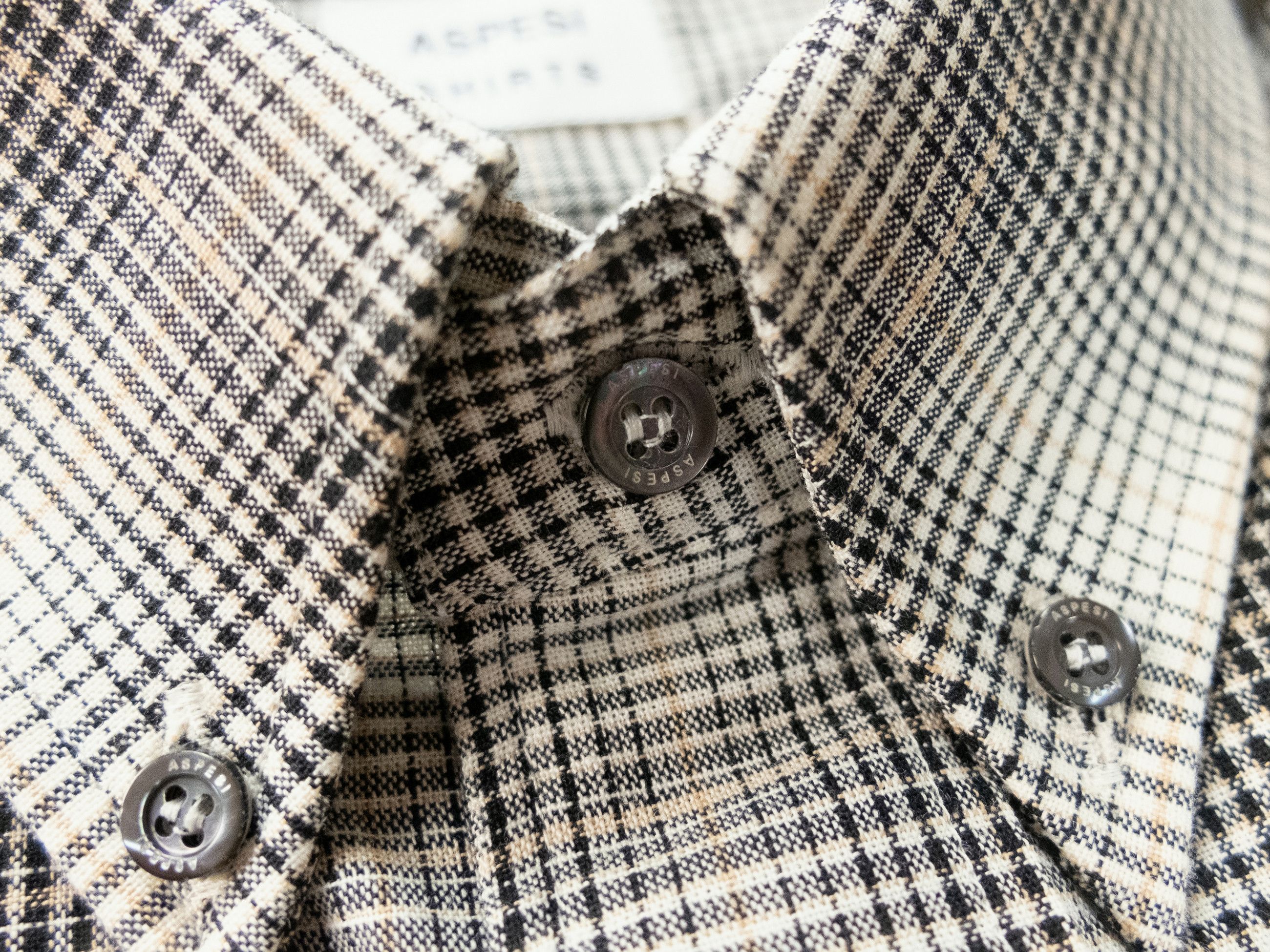 Aspesi ASPESI beige regular fit glencheck plaid button-down shirt Size US L / EU 52-54 / 3 - 6 Thumbnail