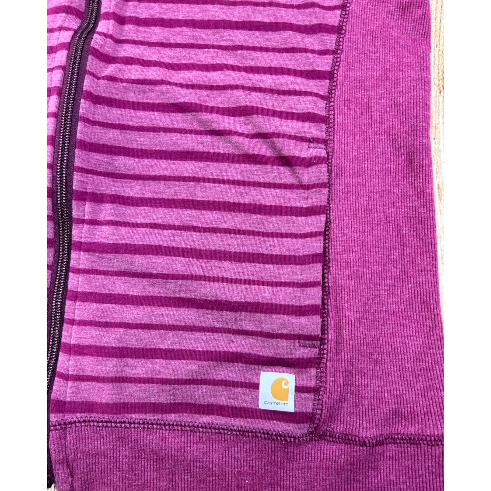 Carhartt VINTAGE Carhartt Hoodie Full Zip Women L Purple Striped Hooded Pockets Activewear for Women Size L / US 10 / IT 46 - 5 Thumbnail
