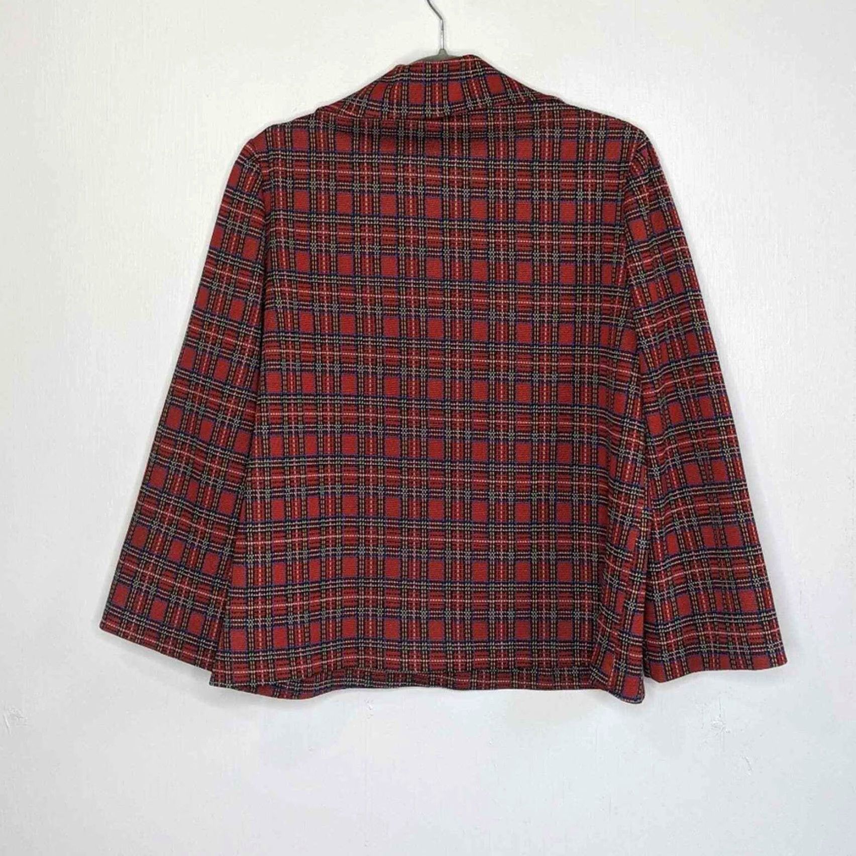 Vintage VINTAGE Shirt Unisex Adults M Red Groovy Big Collar 70s Plaid Christmas Blouse Size M / US 6-8 / IT 42-44 - 5 Thumbnail
