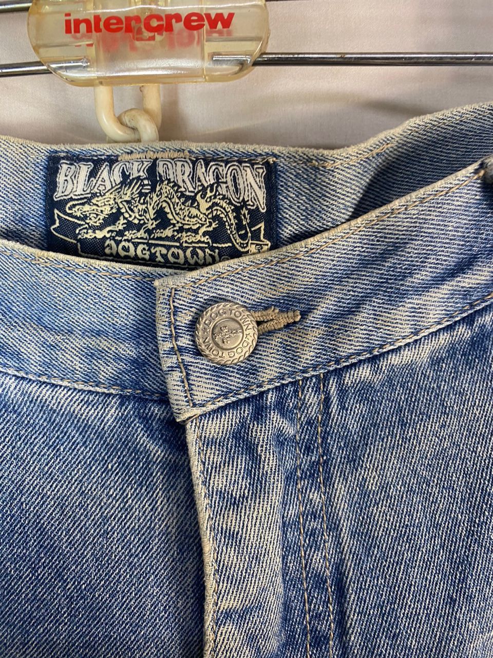 Dogtown Dogtown black dragon distressed denim jeans short pants Size US 35 - 14 Thumbnail