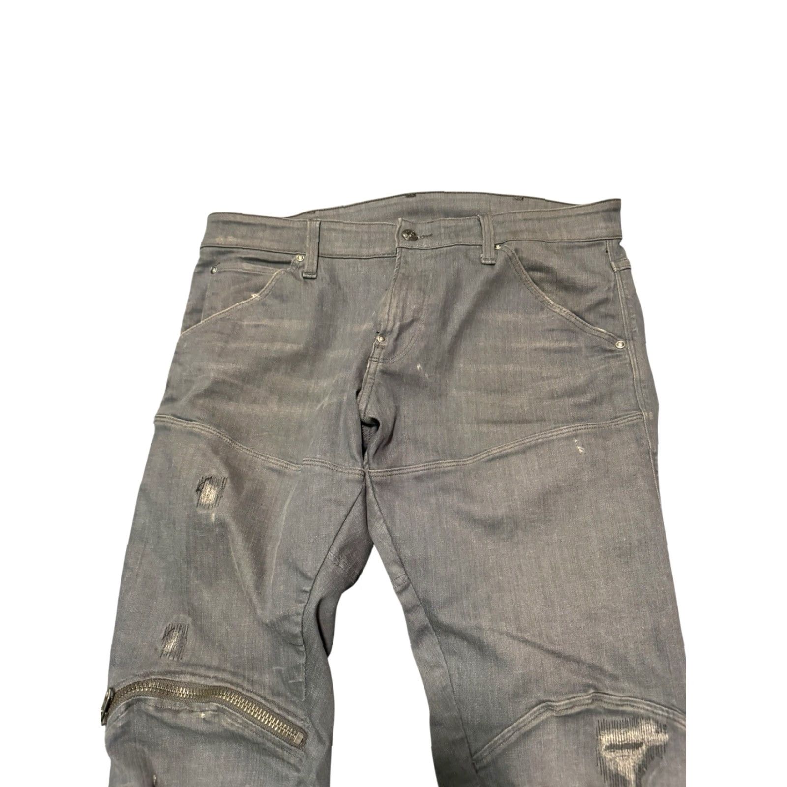 Vintage G-Star RAW 5620 3D Zip Knee Skinny Jeans Grey Distressed Moto Men’s 34x32 Size US 34 / EU 50 - 6 Thumbnail