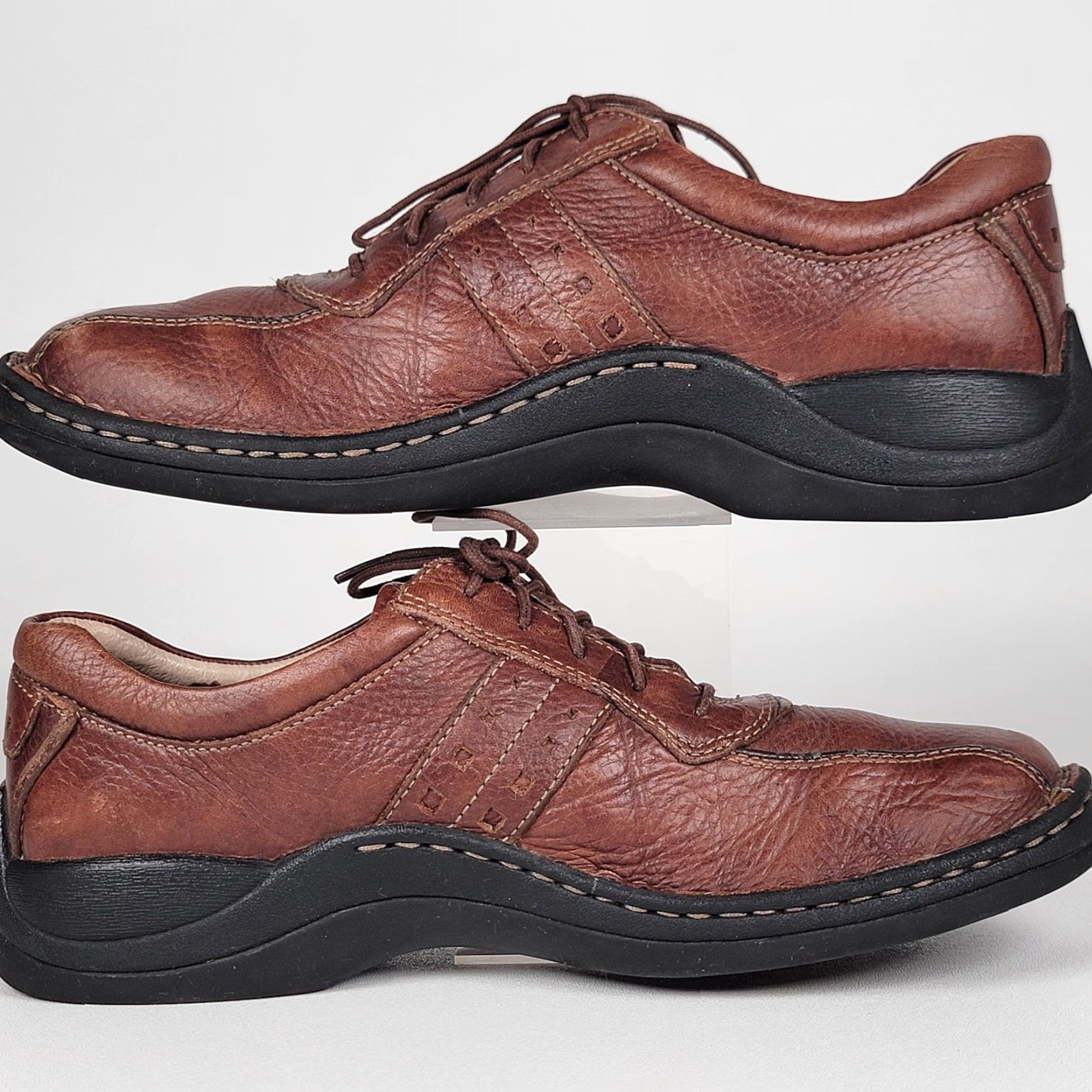 Clarks Clarks Leather Lace-Up Comfort Casual Walking Sneakers for Men 8 M Brown Oxford Shoes Mens Size US 8 / EU 41 - 4 Thumbnail