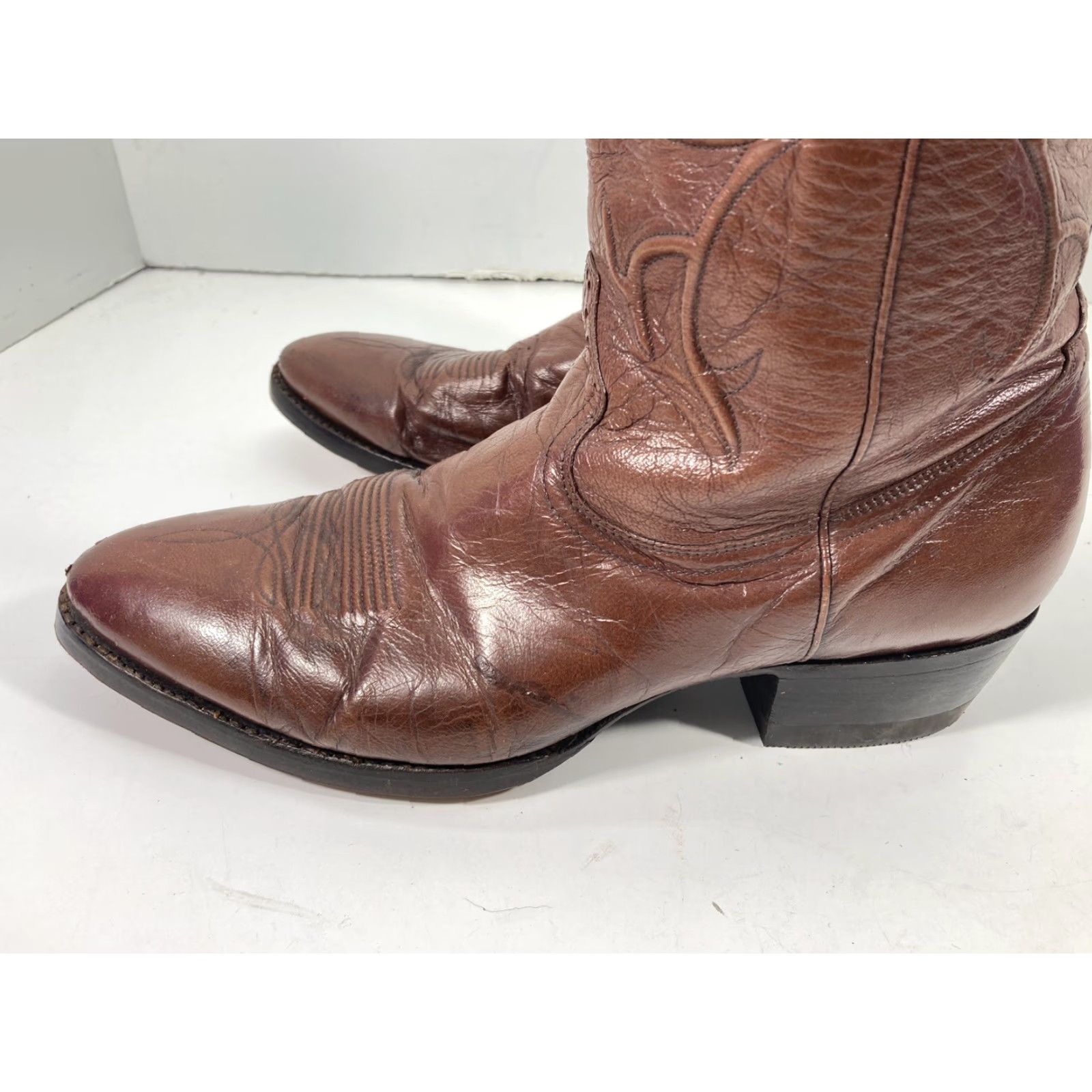 Vintage VINTAGE Chris Romero Boots Men Sz 9 D Brown Leather Pointed Toe New Heels Soles Western Leather Mens Size US 9 / EU 42 - 7 Thumbnail