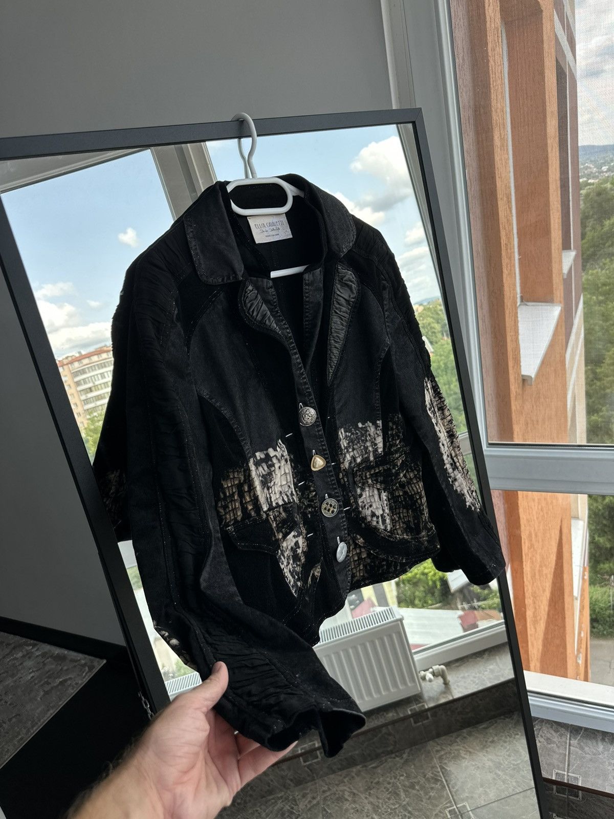 Vintage Elisa Cavaletti Black Artistic Button Blazer Jacket Size M / US 6-8 / IT 42-44 - 5 Thumbnail