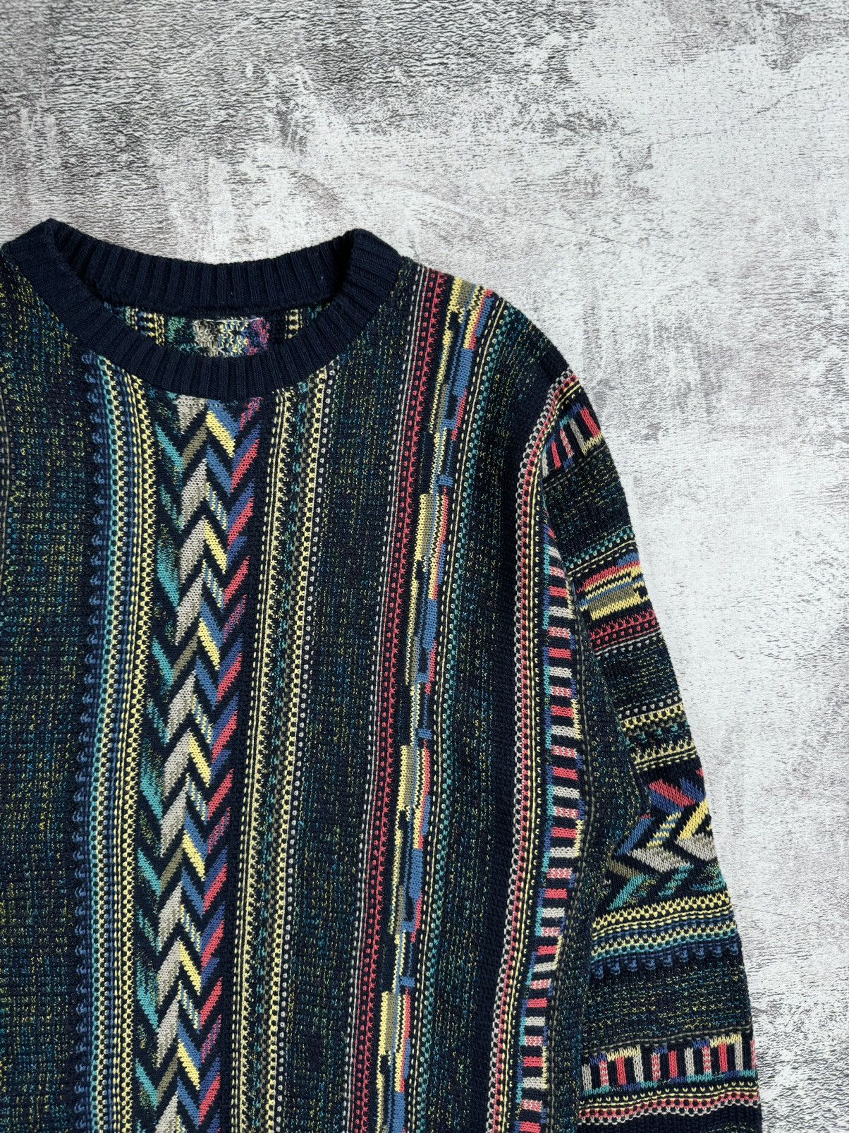 Japanese Brand Vintage 90S Hippie Hip Hop USA Coogi Style Knited Sweater Size US L / EU 52-54 / 3 - 6 Thumbnail