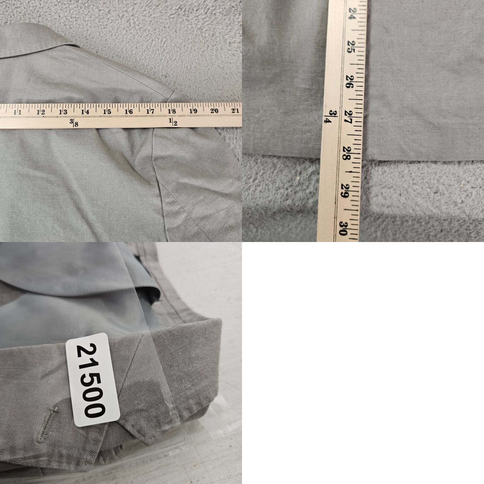 J.Crew J.CREW Blazer Mens Medium Gray Slim Fit Two-Button Notch Lapel Jacket Regular Ventless Cotton Hemp Blend 2 Piece Business Casual Party/Cocktail Size 40R - 9 Thumbnail
