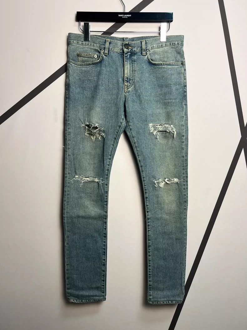 Saint Laurent Paris Saint Laurent Blue Denim Jeans with Distress- DMC Size US 32 / EU 48 - 1 Thumbnail