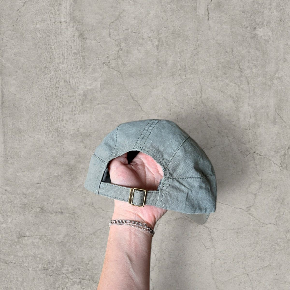 Japanese Brand Cool vintage style cap, grey blue with beige logo. One size Size ONE SIZE - 3 Thumbnail
