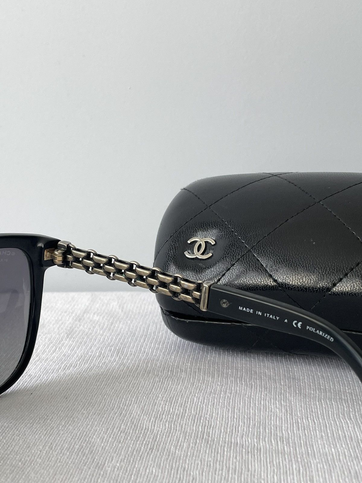Chanel × Designer × Vintage Chanel Vintahe Black Silver Sunglasses Metal Old Money Size ONE SIZE - 8 Thumbnail