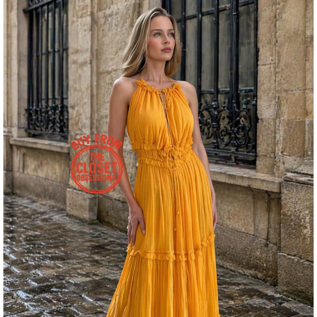 Mango MANGO Yellow Halter Maxi Dress NWT Size 6 Size M / US 6-8 / IT 42-44 - 7 Thumbnail