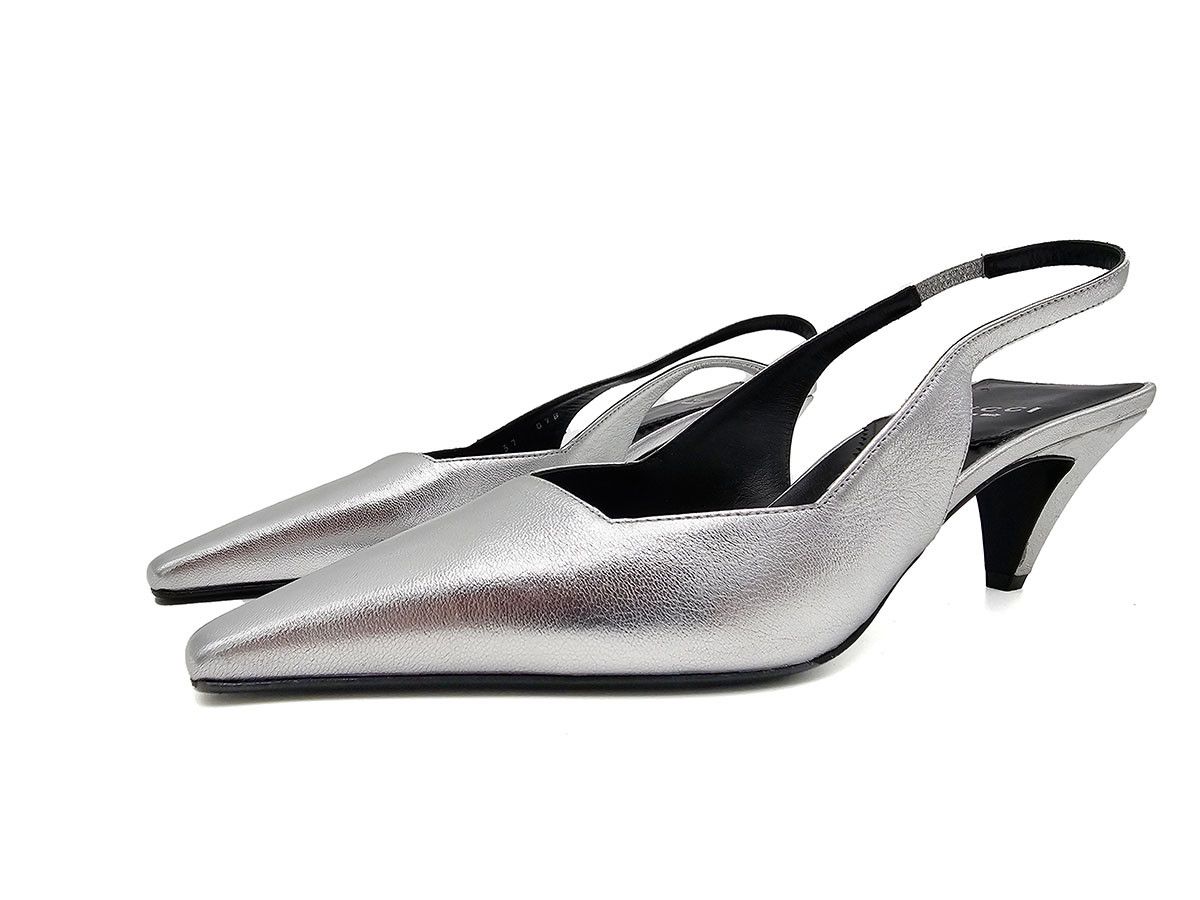Gucci Gucci Silver Leather Slingback Pumps Women’s Size 37 Size US 7 / IT 37 - 3 Thumbnail