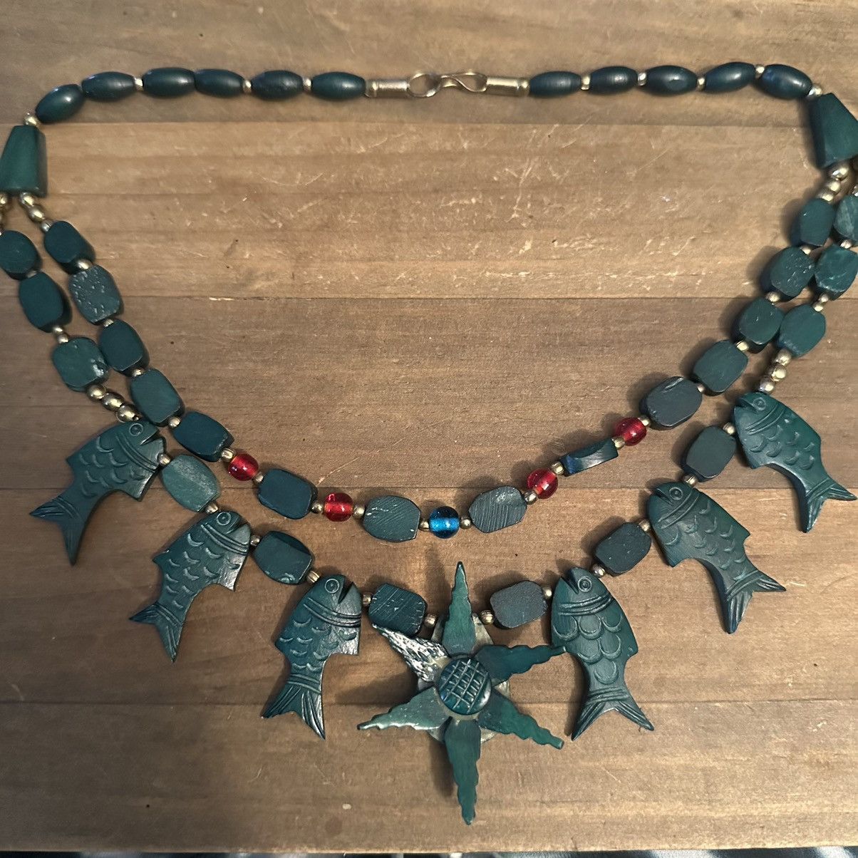 Vintage Vintage wooden layered dangling fish necklace Size ONE SIZE - 2 Thumbnail
